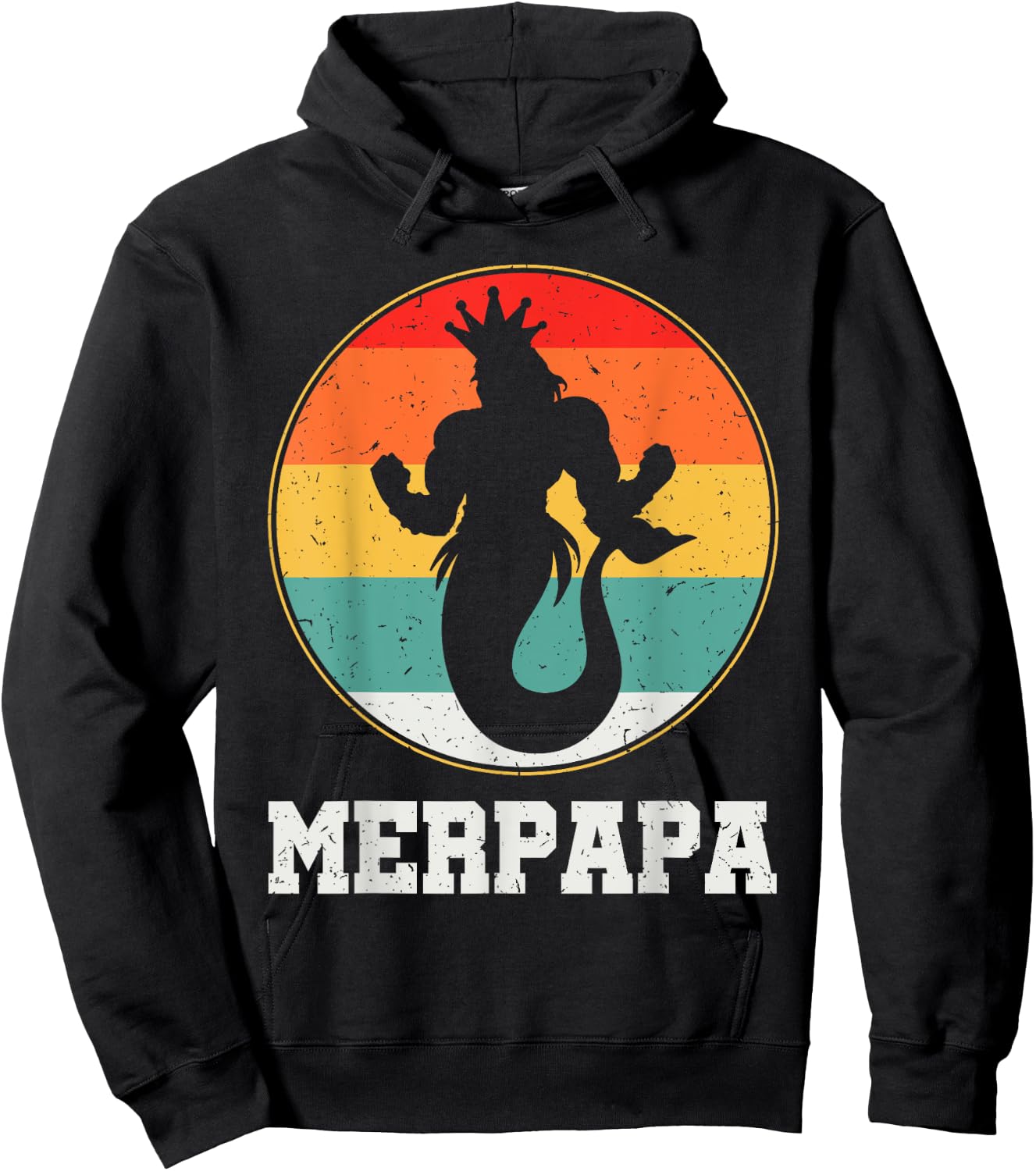 Merdpapa Security Merman Mermaid Daddy Fish Father's Day Hoodie - Hoodie | Black