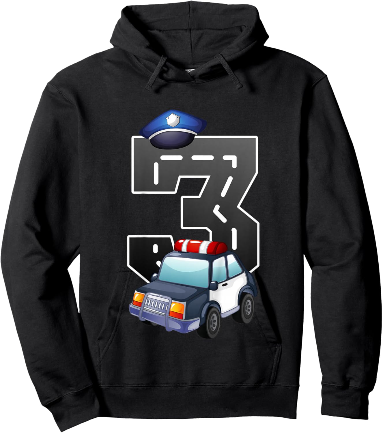 3rd Birthday Police Car 3 Years Birthday Gift Hoodie - Hoodie | Black