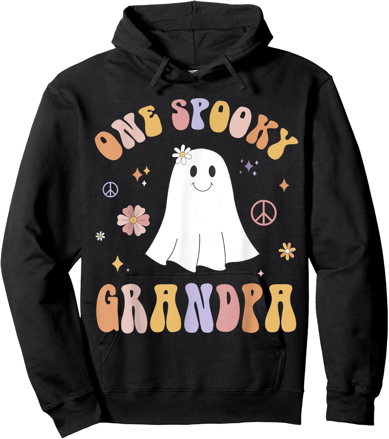 One Spooky Grandpa First Birthday Retro Halloween Ghost Boo Hoodie - Hoodie | Black