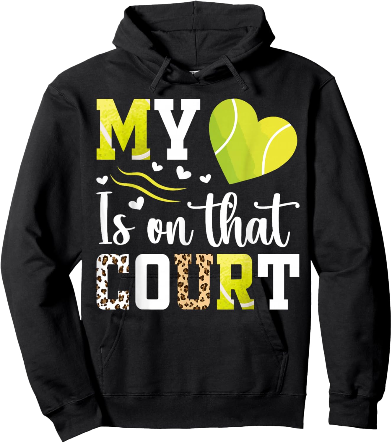 My heart is on that court Tennis Player Tennis mom Hoodie - Hoodie | Black