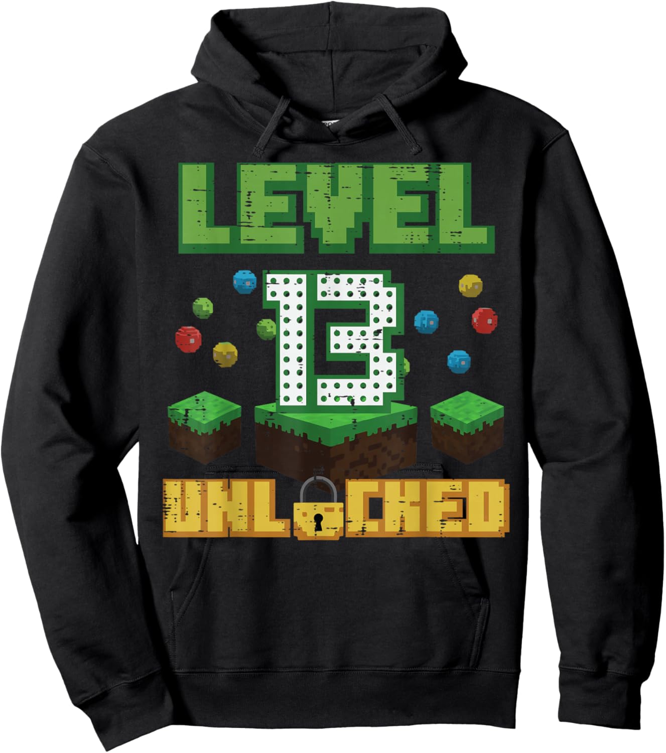 Level 13 Unlocked Pixel Gamer 13th Birthday Gaming Boys Teen Hoodie - Hoodie | Black