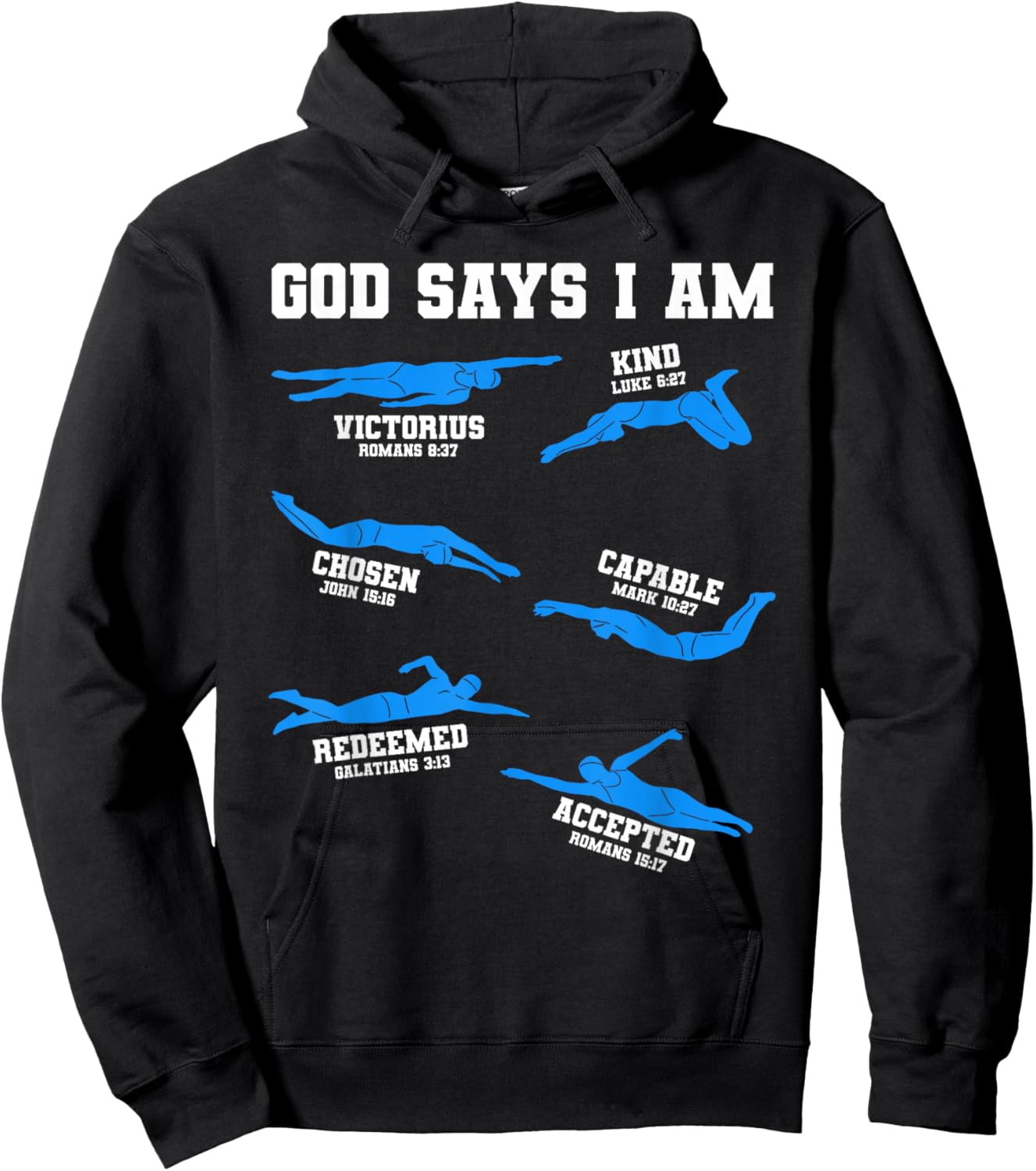 God Says I Am Swimming Lover Men Women Christian Hoodie - Hoodie | Black