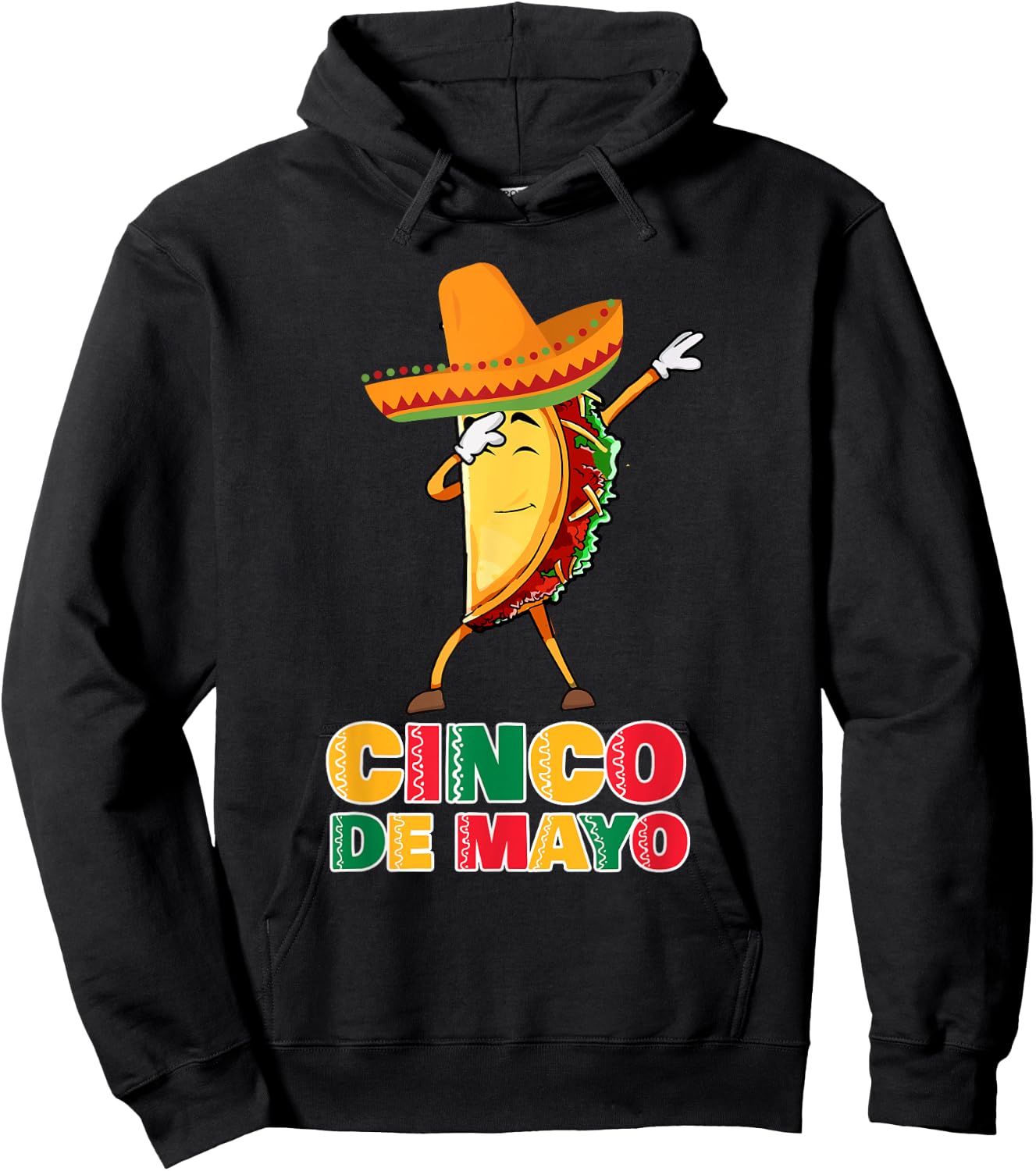 Funny Dabbing Taco Sombrero Kids Party Fiesta Cinco de Mayo Hoodie - Hoodie | Black