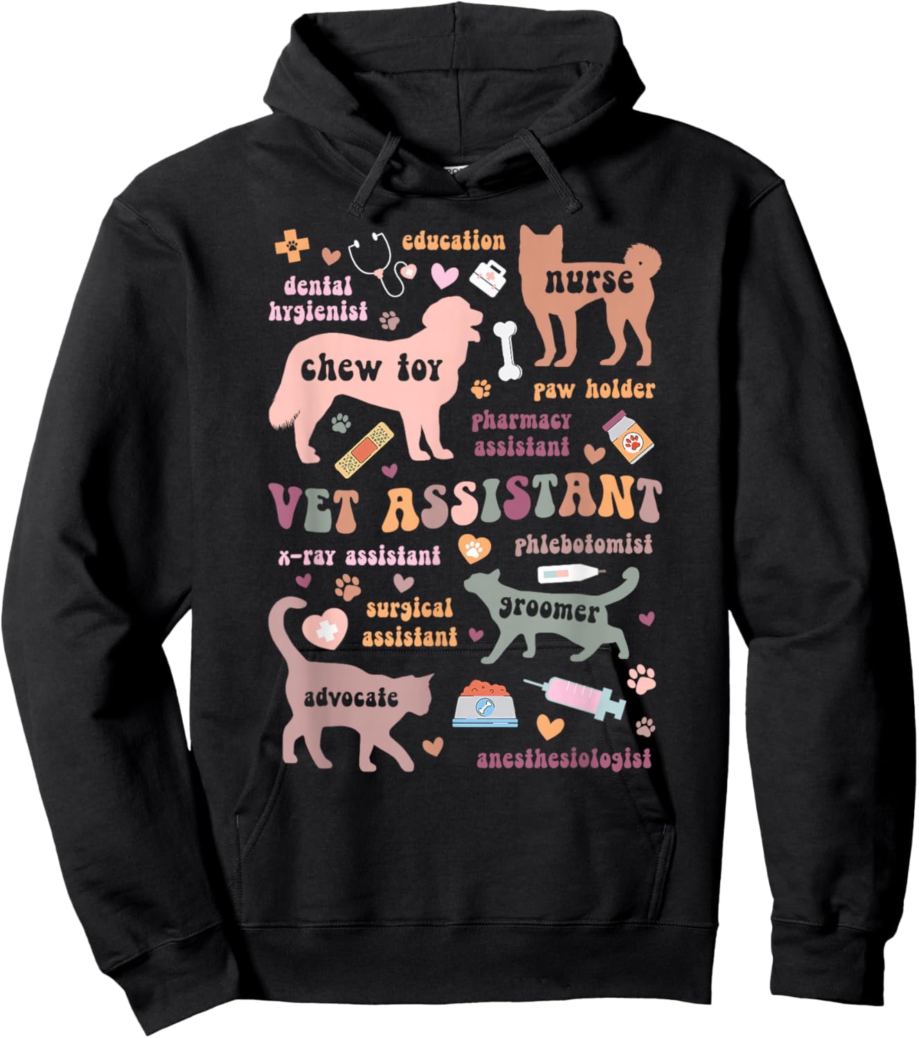 Groovy Vet Assistant Veterinary Assistant Appreciation Hoodie - Hoodie | Black