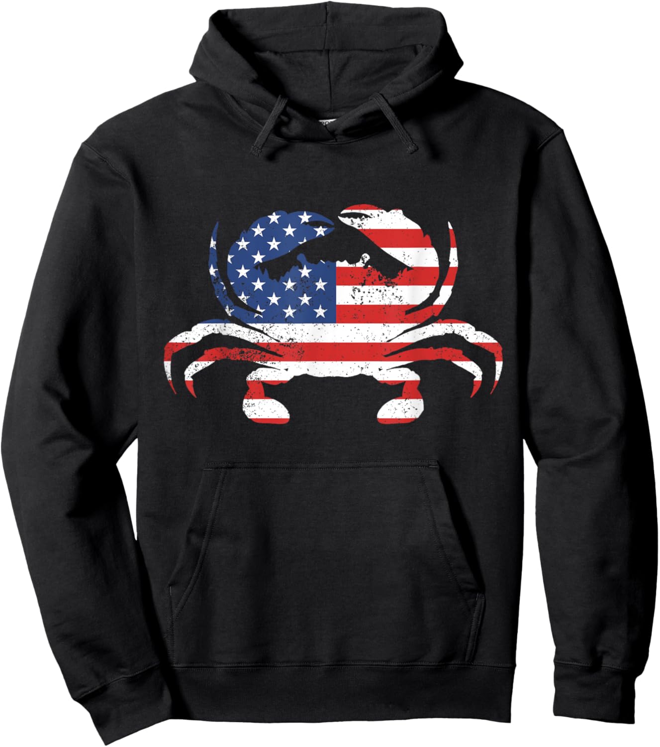 American Flag Crab Blue Crab Seafood USA Crab Meat Lover Hoodie - Hoodie | Black