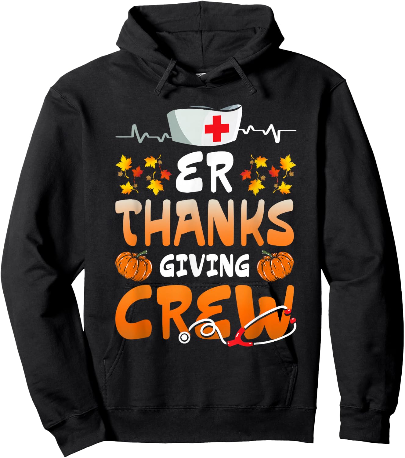 ER Thanksgiving Crew Emergency Nurses Scrub Top Men Women Hoodie - Hoodie | Black