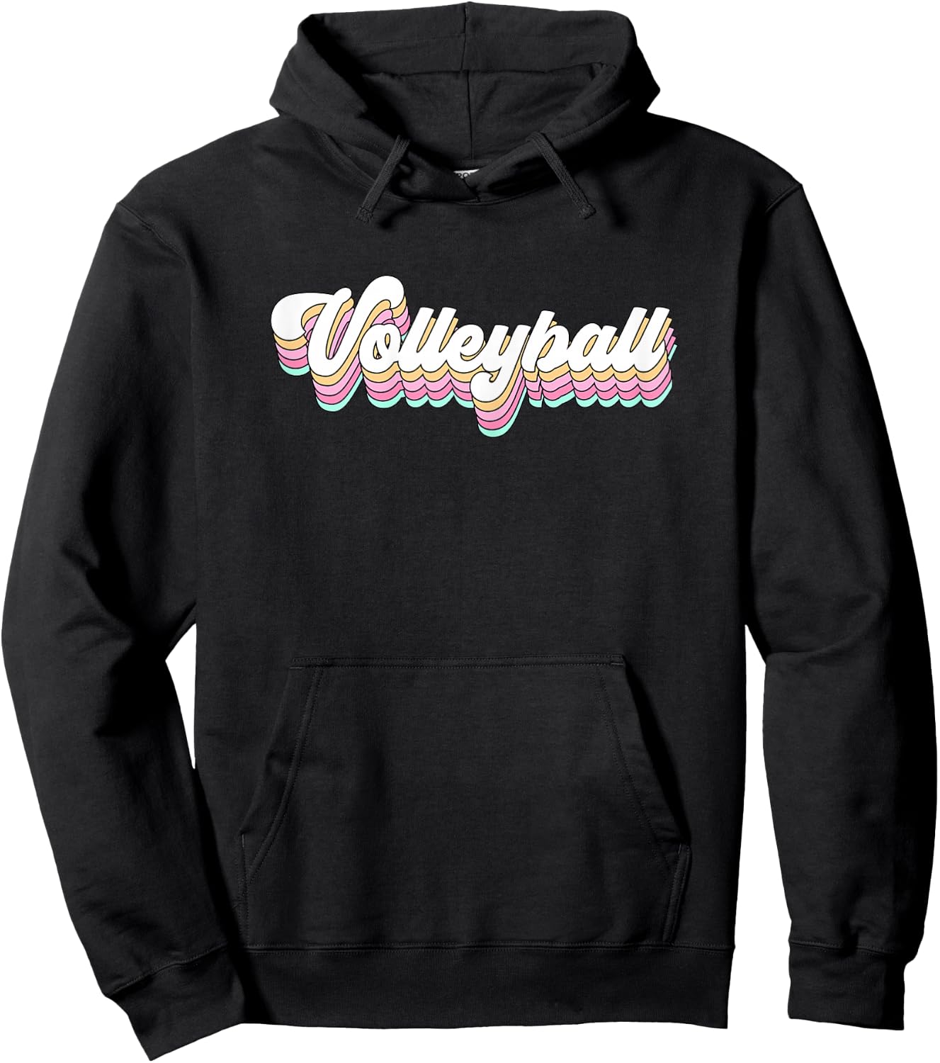 Retro Volleyball Pastel Aesthetic Teen Girls Women Groovy Hoodie - Hoodie | Black