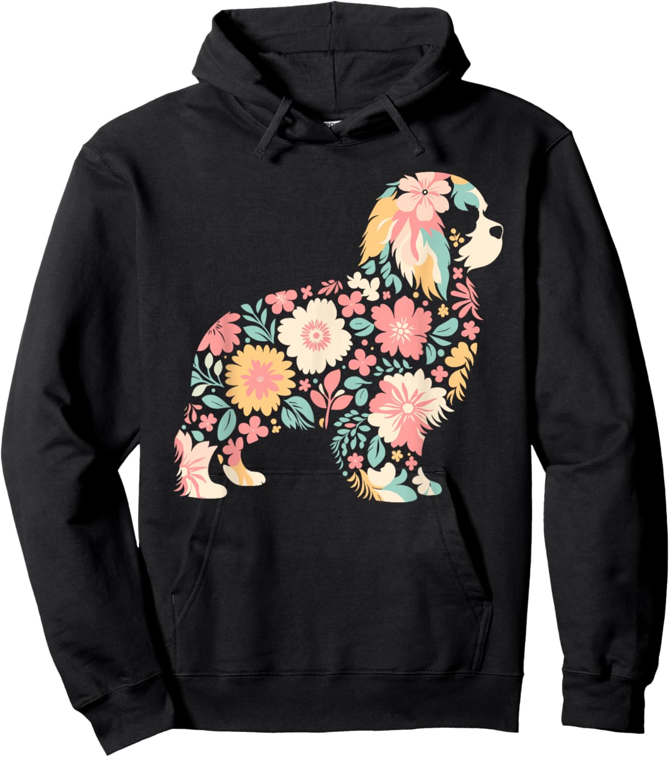 Cute FLower Cavalier King Charles Spaniel Mothers Day Hoodie - Hoodie | Black