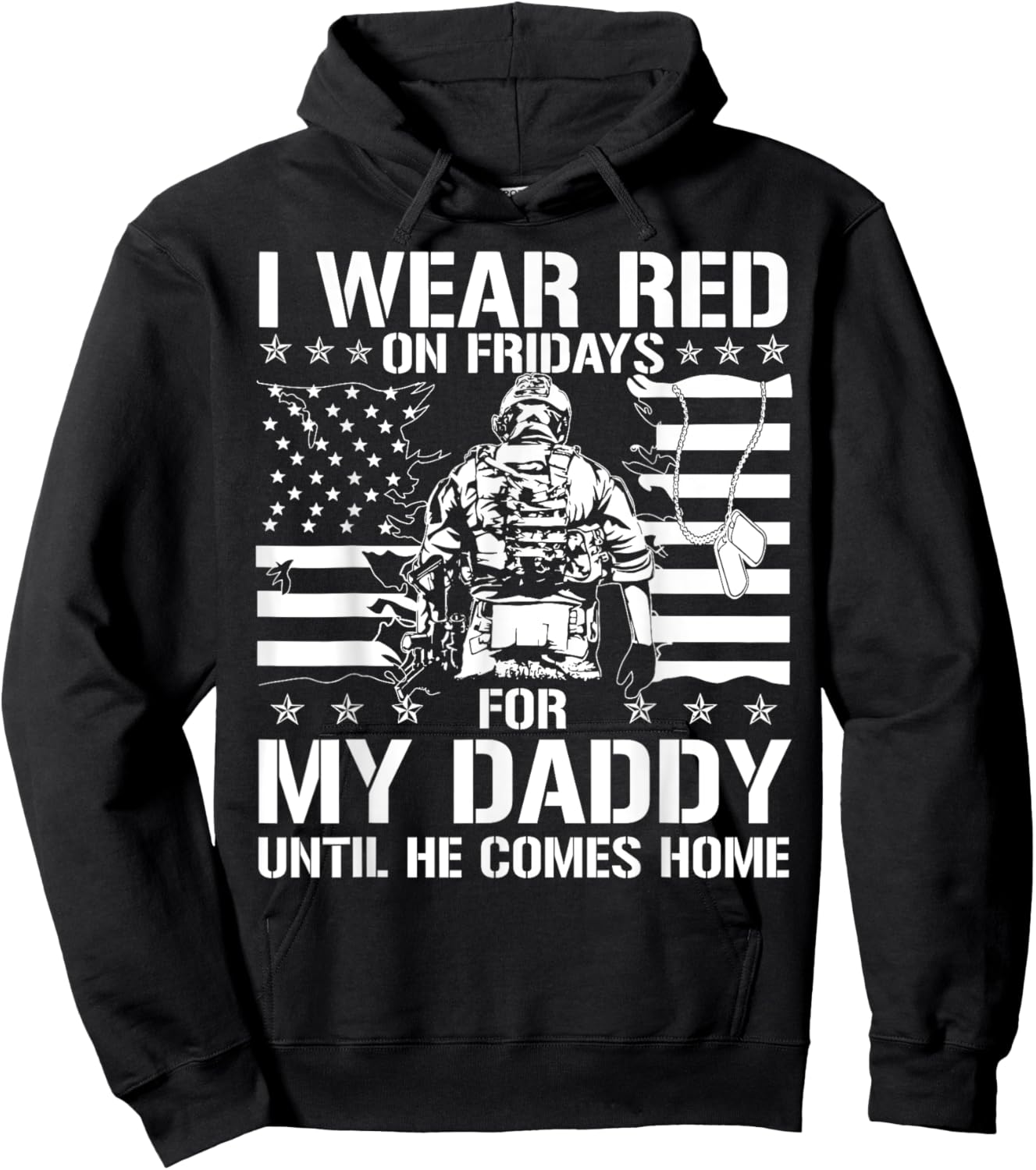 I Wear Red On Fridays For My Daddy Until He Comes Home Hoodie - Hoodie | Black