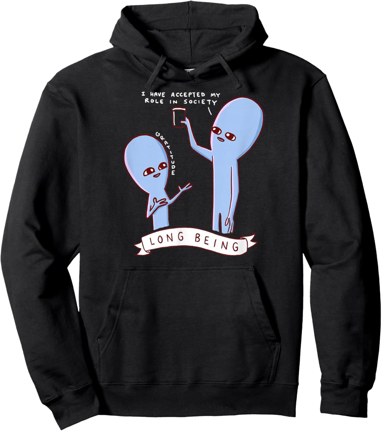 Threadless Nathan W. Pyle Strange Planet Long Being Graphic Hoodie - Hoodie | Black