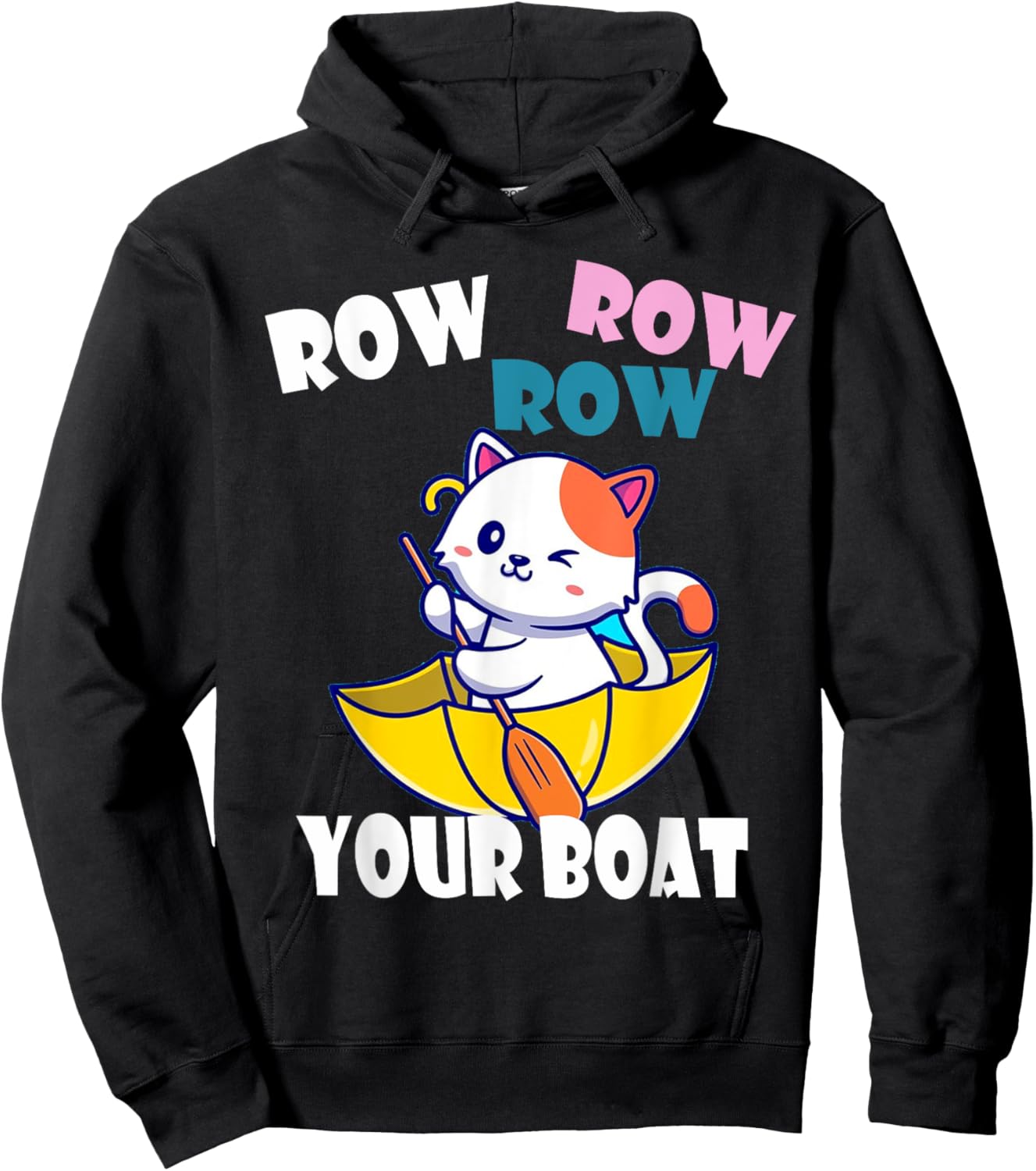 Row Row Row Your Boat Cute Unicorn Funny Kids Hoodie - Hoodie | Black