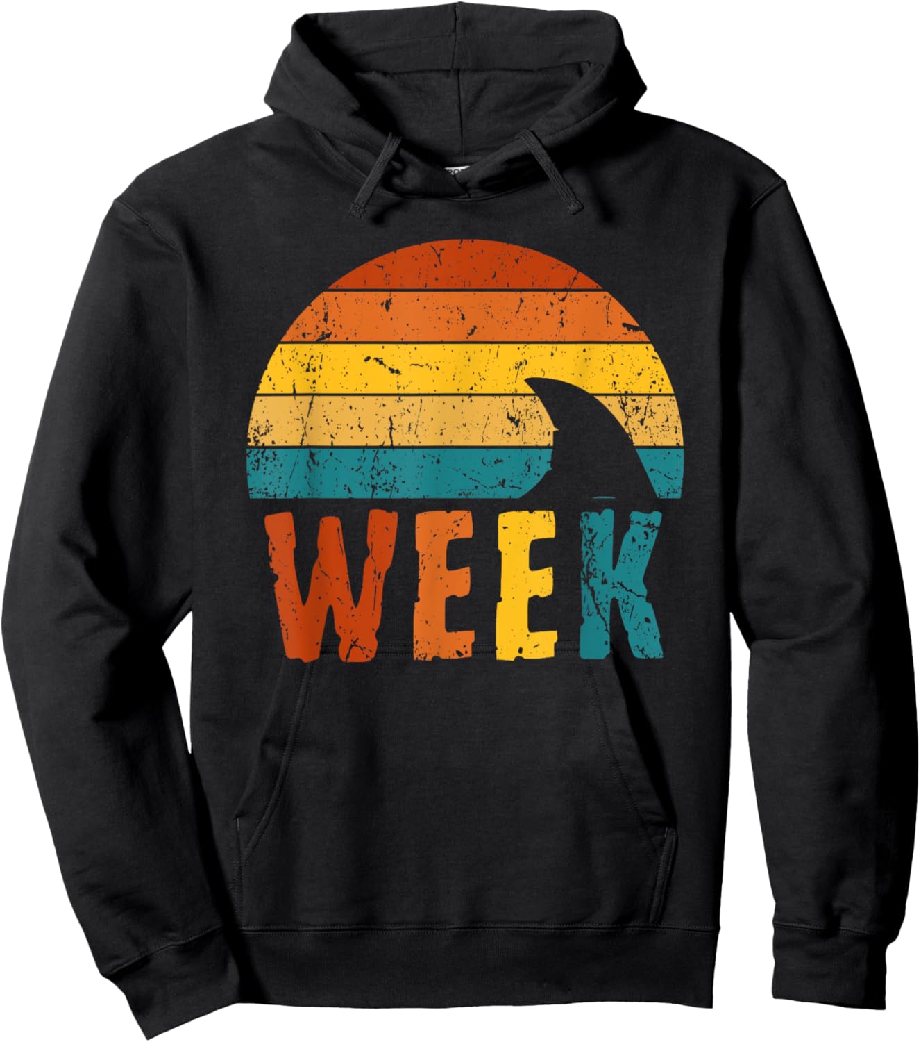 Retro Shark Fin 70s 80s Week Cool Sharks Ocean Animal Lover Hoodie - Hoodie | Black