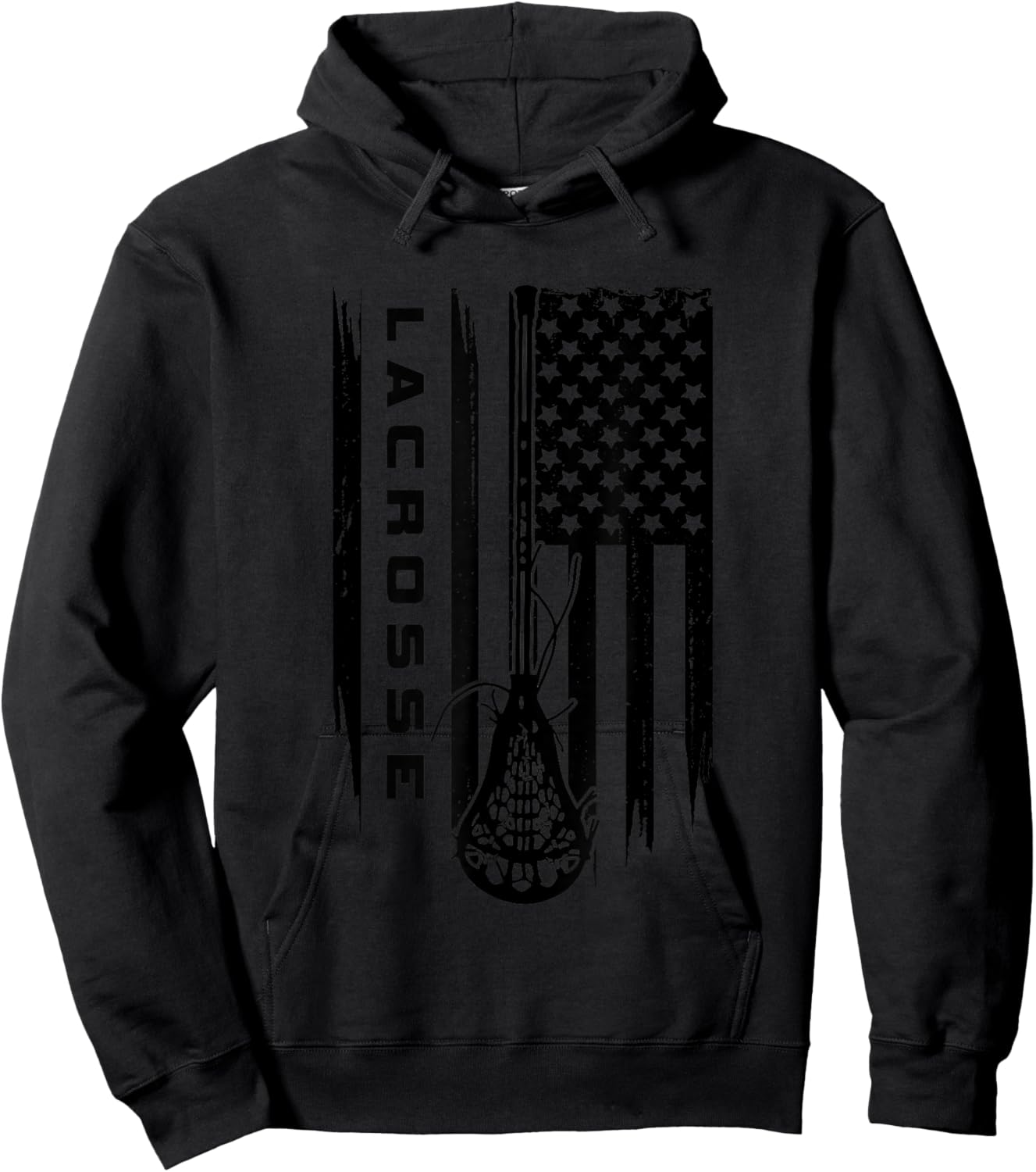 American Flag Lacrosse Apparel - Lacrosse Small Hoodie - Hoodie | Black