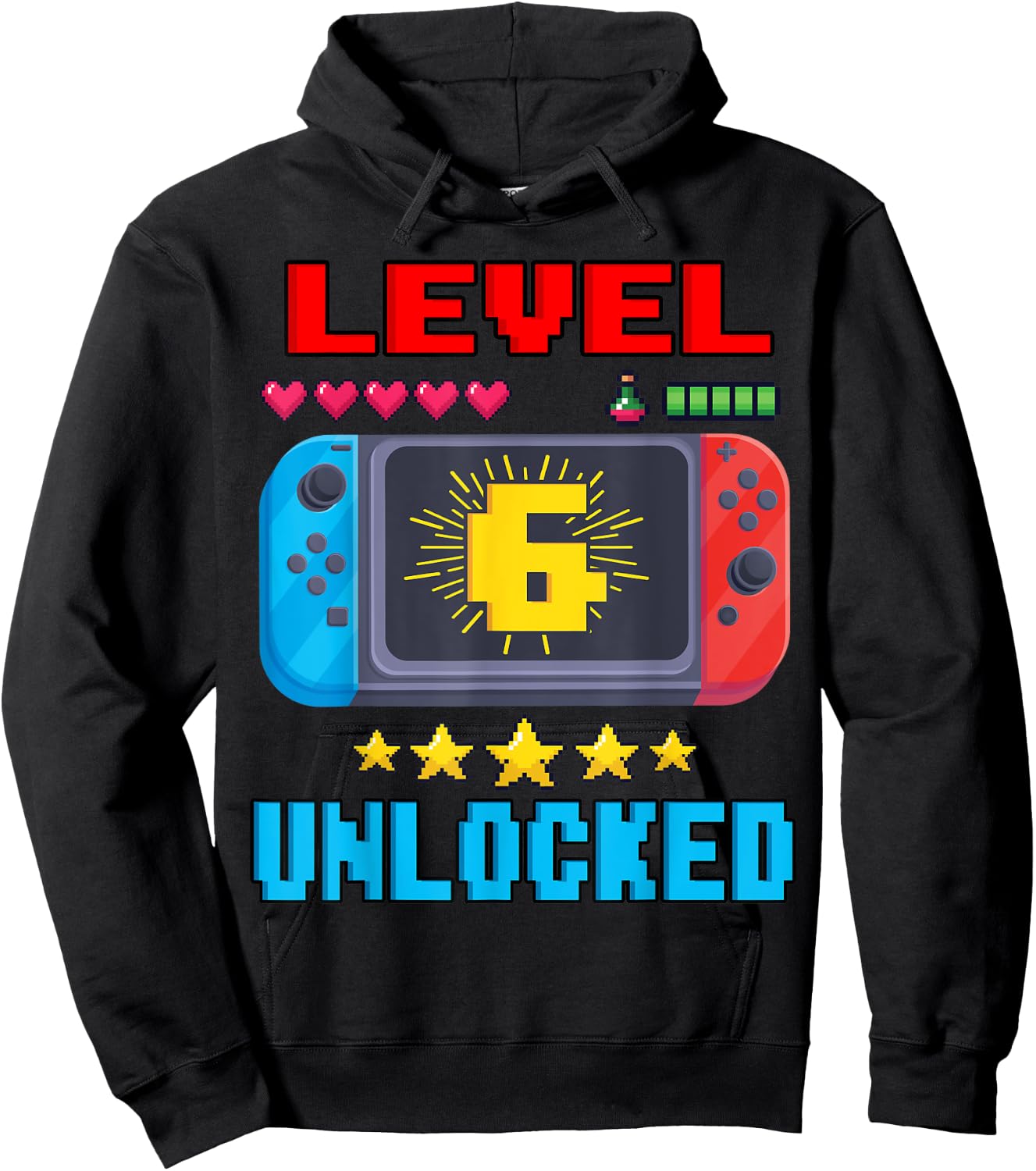 6th Birthday Boy Level 6 Unlocked Video Gamer Birthday Hoodie - Hoodie | Black