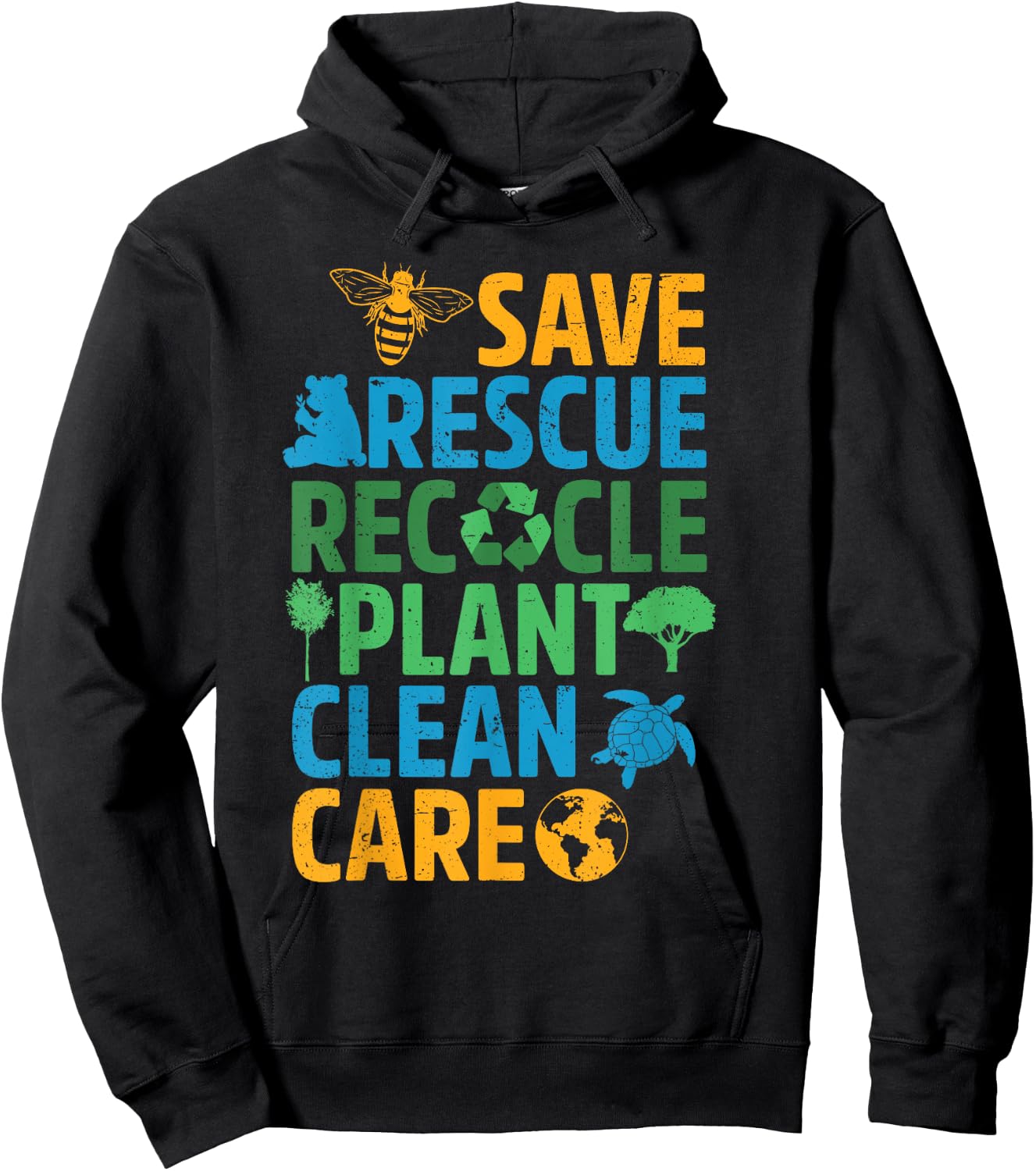 Save Bees Rescue Animals Recycle Plastict Earth Day men kids Hoodie - Hoodie | Black