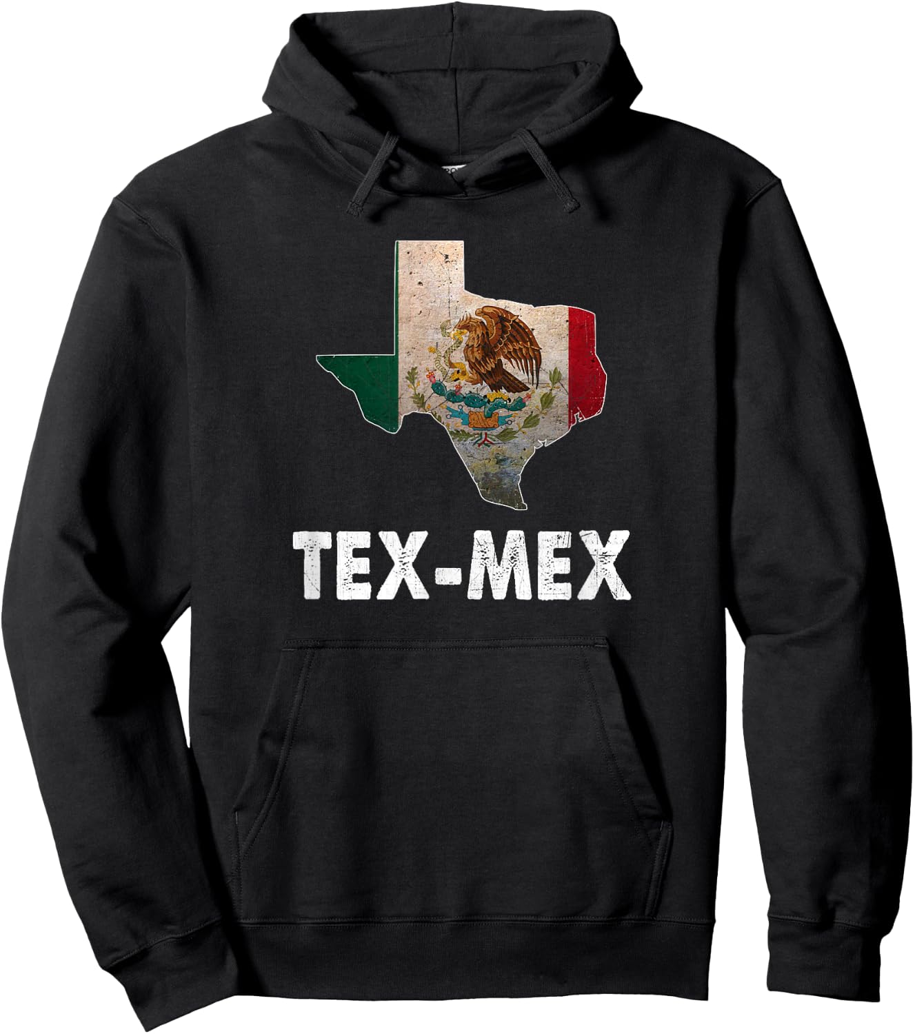Tex-Mex Texas State with Mexico Flag - Mexican Food Lover Hoodie - Hoodie | Black
