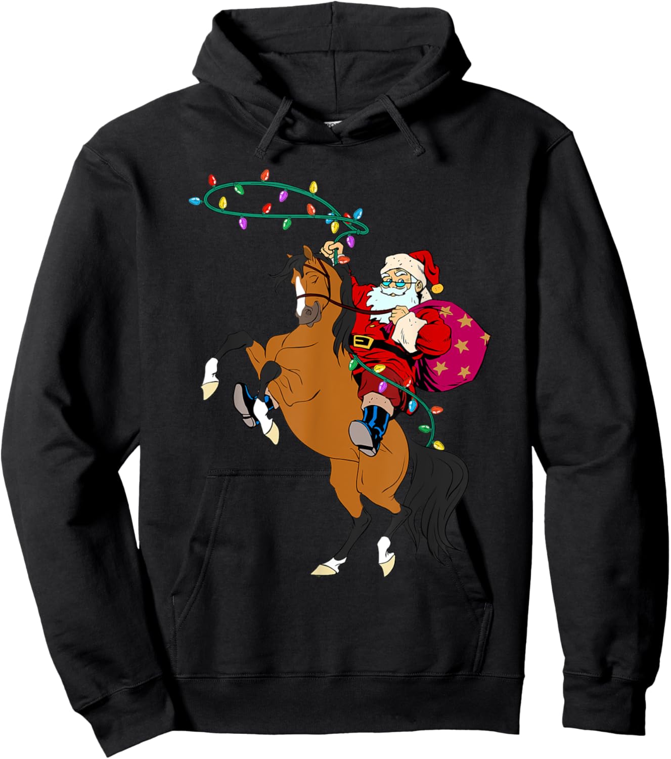 Cowboy Santa Claus Riding A Horse Christmas Cowboy Kids Boys Hoodie - Hoodie | Black