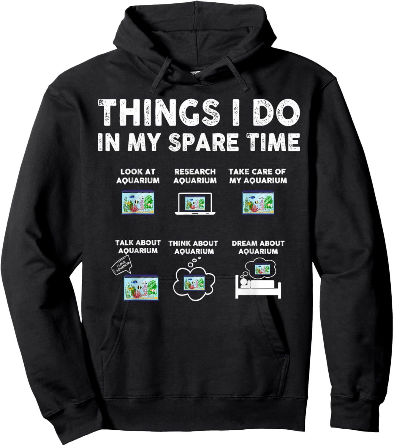 Things I Do in My Spare Time Funny Aquarium Aquatic Animals Hoodie - Hoodie | Black