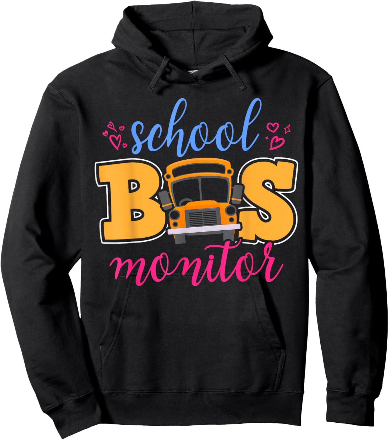 School Bus Monitor Heart Hoodie - Hoodie | Black