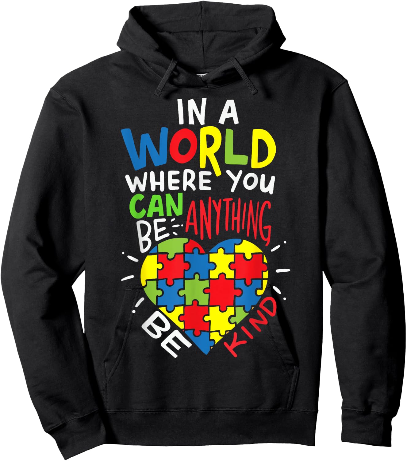 Autism Awareness Be Kind Kindnes Hoodie - Hoodie | Black
