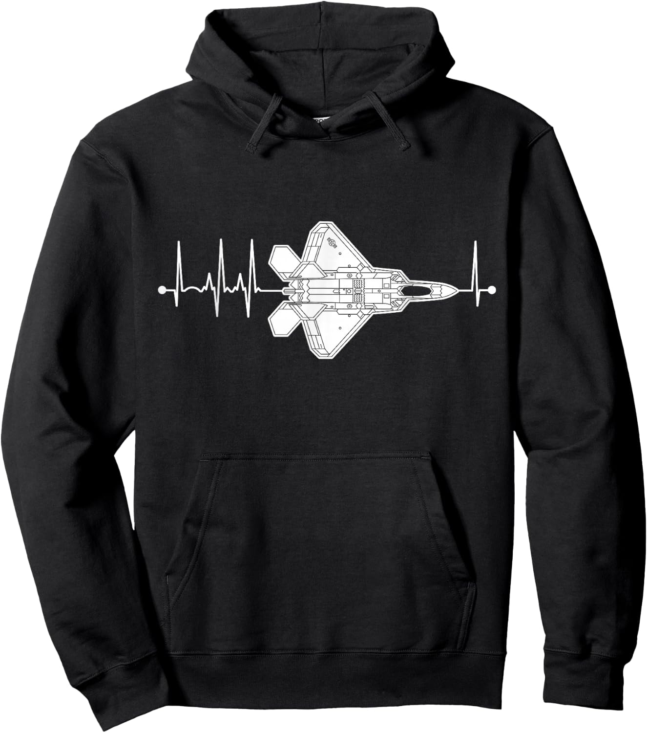 F-22 Raptor Schematic Airplane Pulse EKG Pilot F22 Heartbeat Hoodie - Hoodie | Black