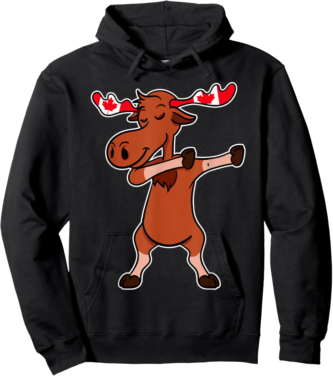 Dabbing Moose Shirt Dancing Canada Elk Canadian Flag Gift Hoodie - Hoodie | Black