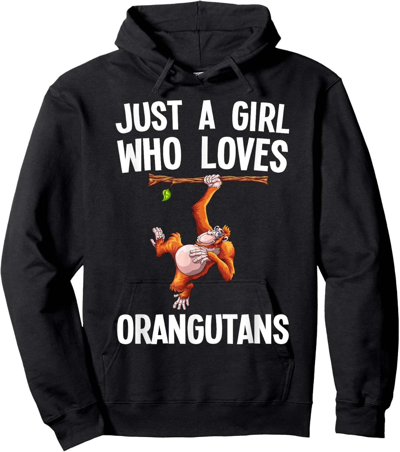 Funny Orangutan Art For Girls Women Monkey Orang Ape Lover Hoodie - Hoodie | Black