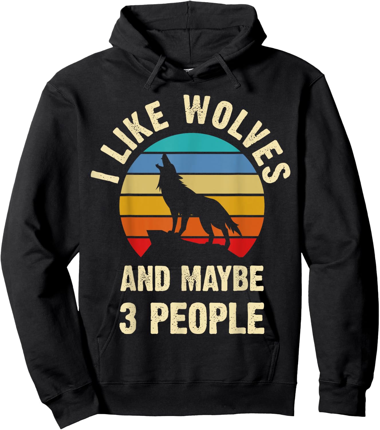 I like Wolves and maybe 3 people funny vintage themed gift Hoodie - Hoodie | Black