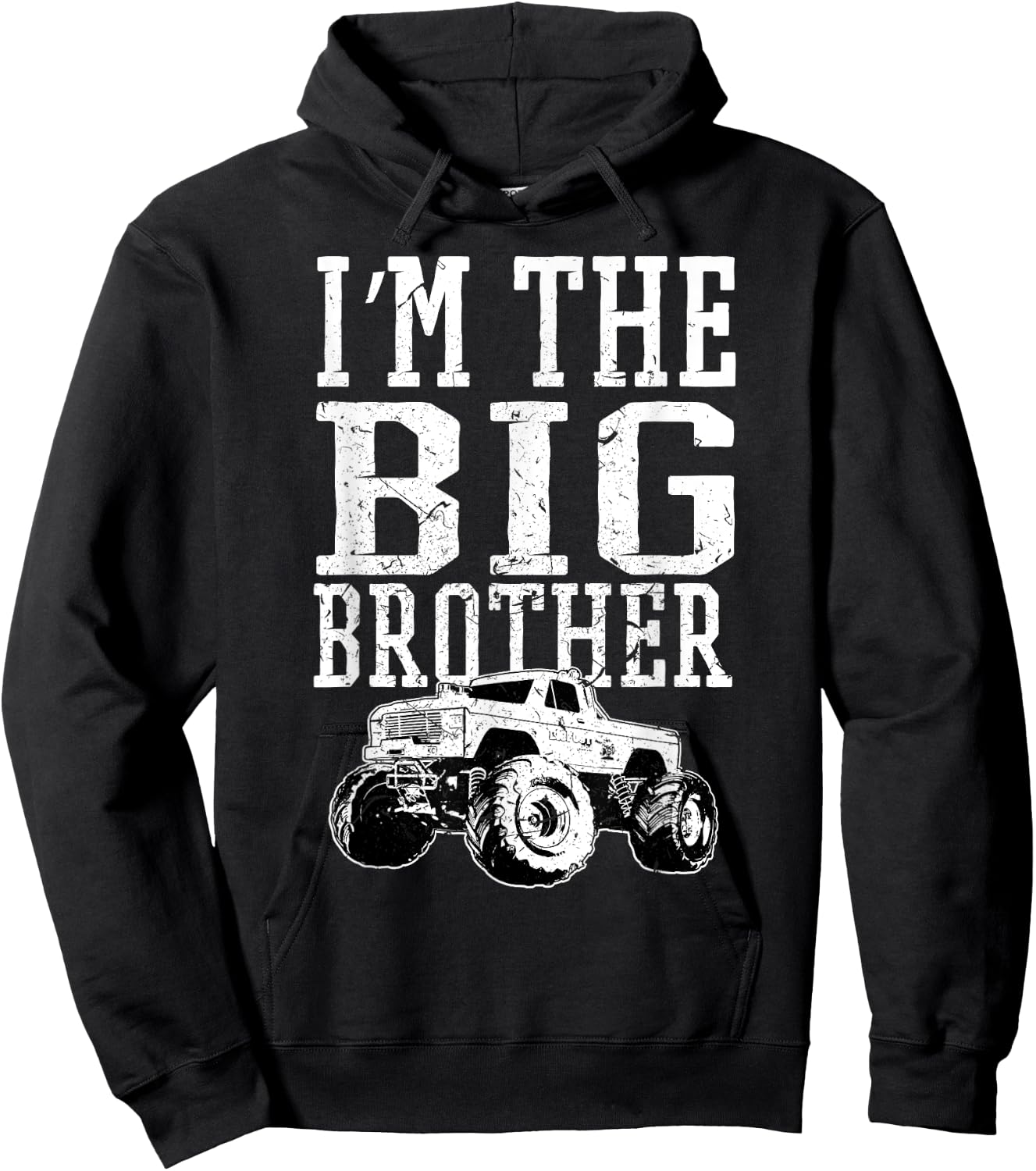 I'm The Big Brother Monster Truck Kids Boys Bro Hoodie - Hoodie | Black