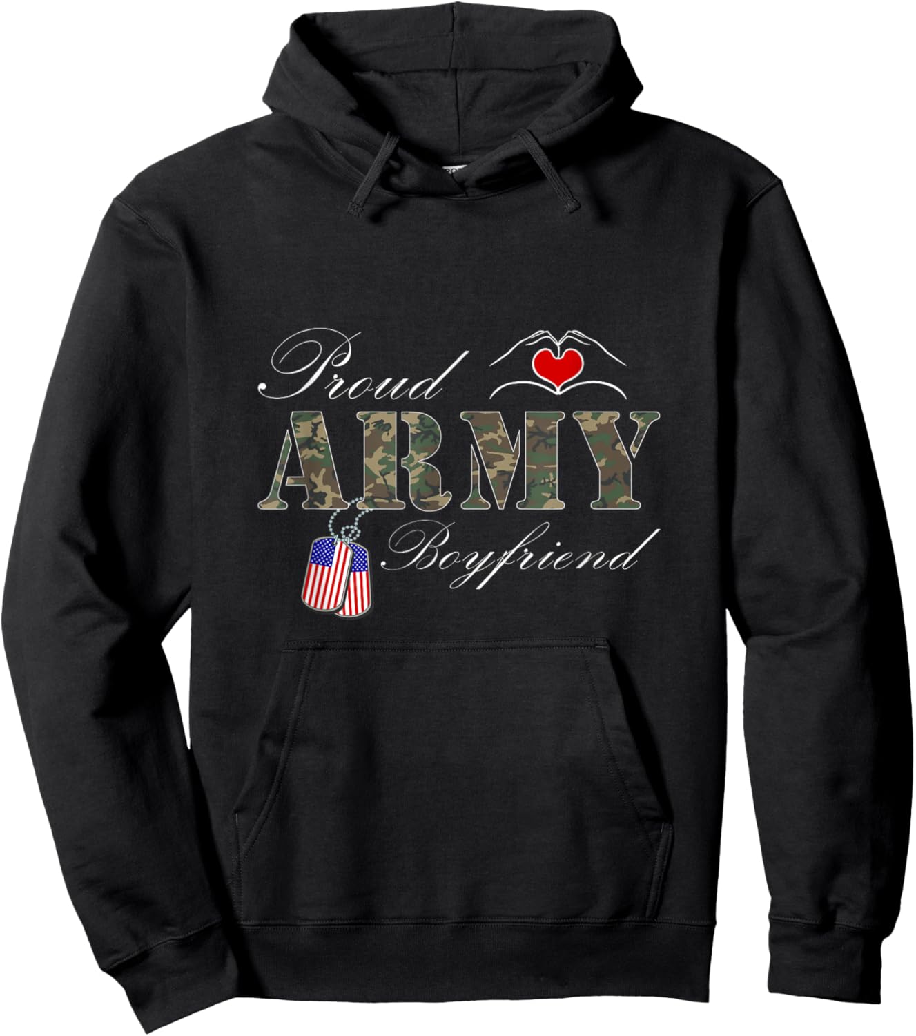 Proud Army Boyfriend Design Military Pride Hoodie - Hoodie | Black