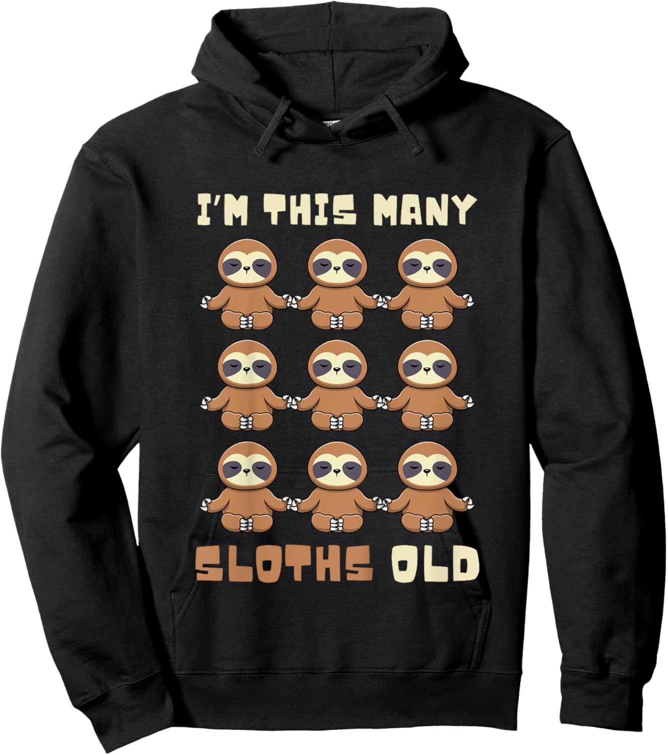 Kids I'm This Many Sloths Old Sloth 9th Birthday 9 Years Old Bday Hoodie - Hoodie | Black