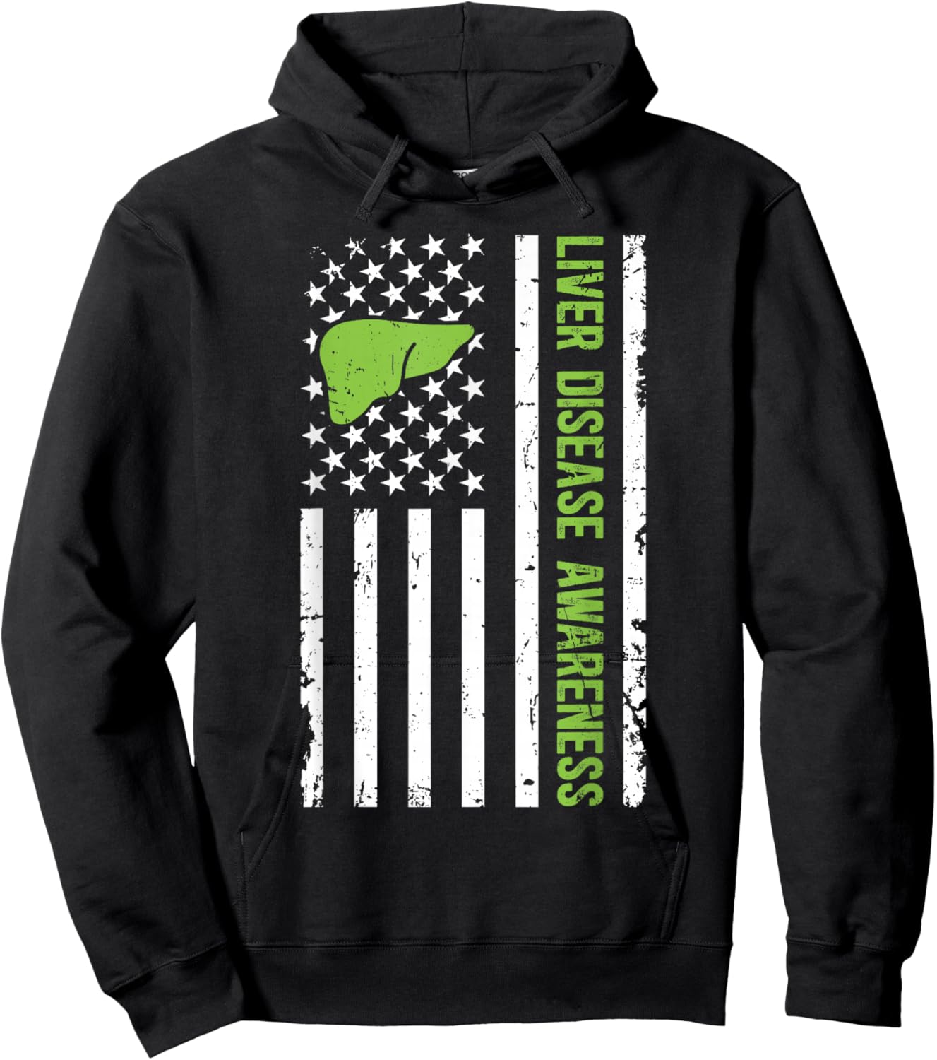 Liver Disease Awareness Month US Flag Liver Disease Warrior Hoodie - Hoodie | Black