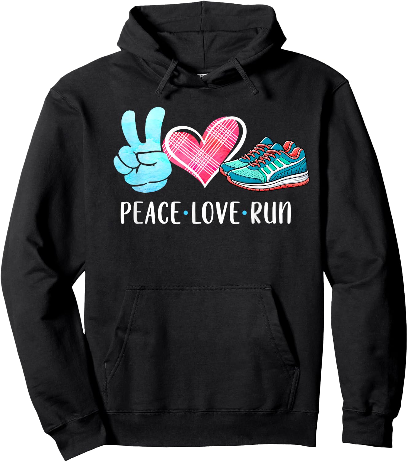 Running Lover Running Team Runner Athletic Peace Love Run Hoodie - Hoodie | Black