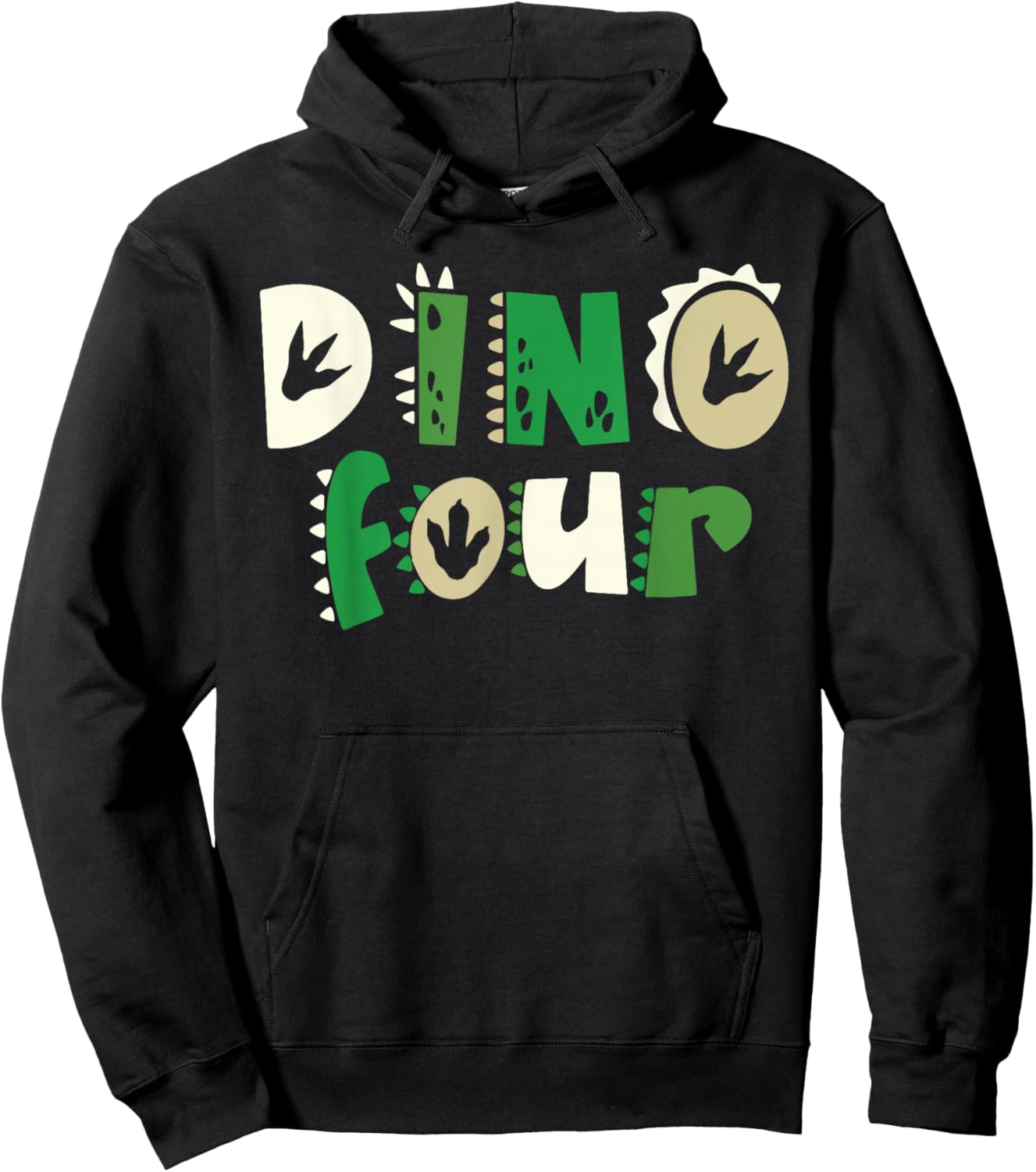Dino Four Birthday Dinosaur 4th Birthday Matching Family Hoodie - Hoodie | Black