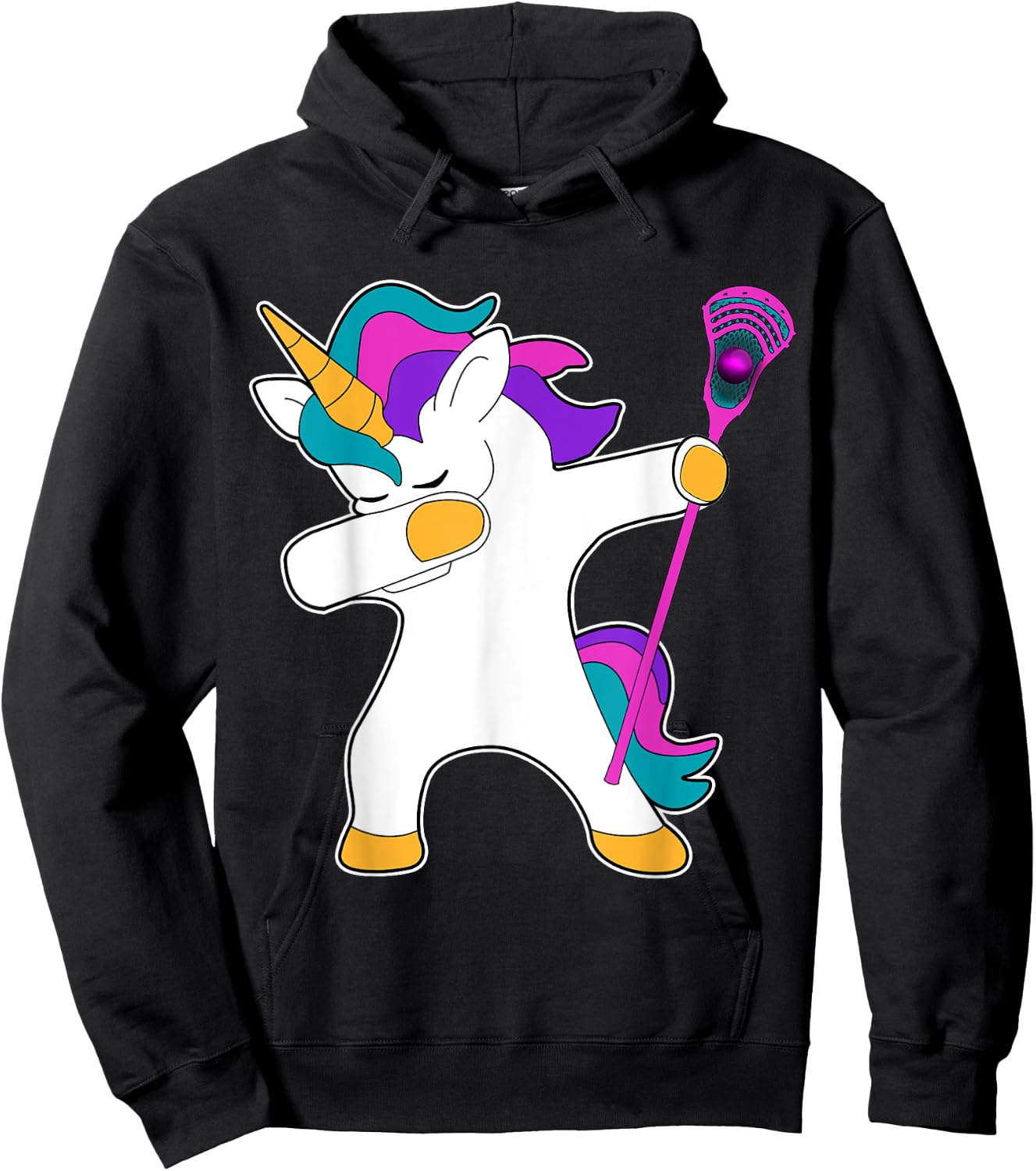 Dabbing Unicorn Lacrosse LAX Shirt Funny Gift Hoodie - Hoodie | Black