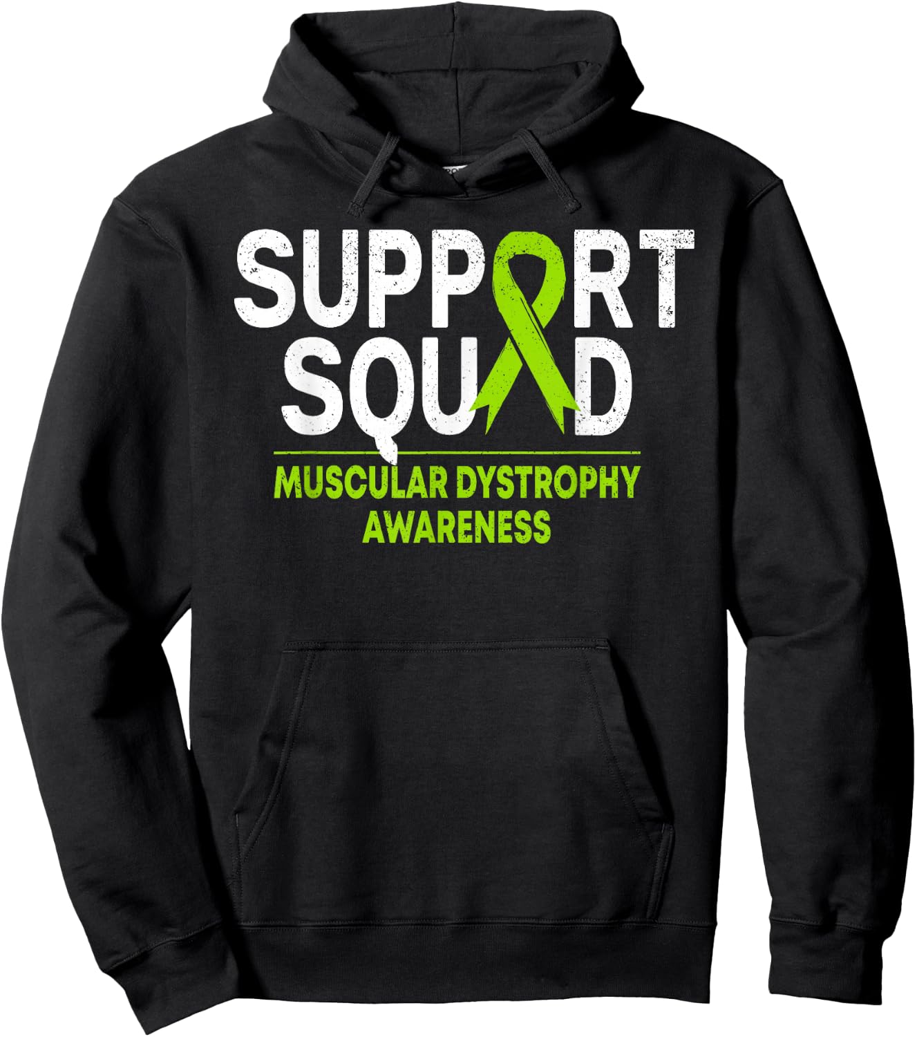 Support Squad Muscular Dystrophy MD Awareness Lime Ribbon Hoodie - Hoodie | Black