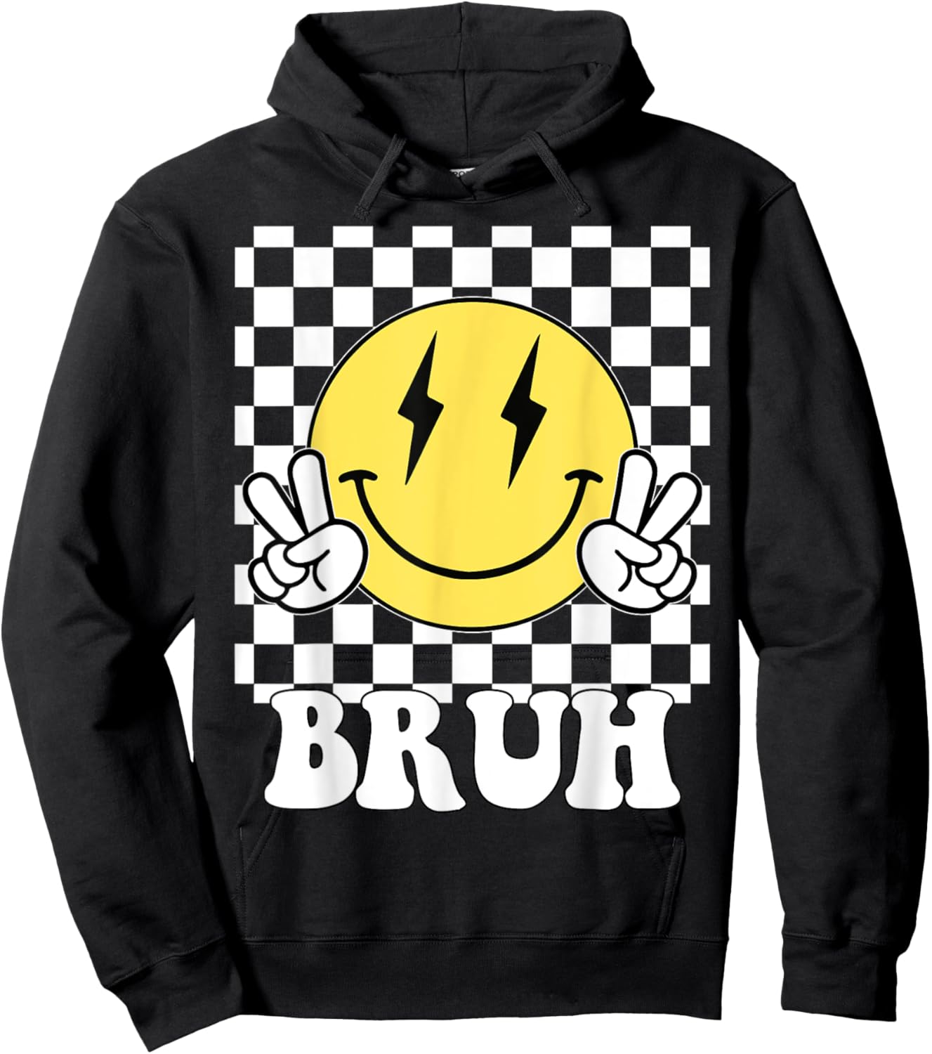 Groovy Bruh For Girls Kids Boys Smile Face Hoodie - Hoodie | Black