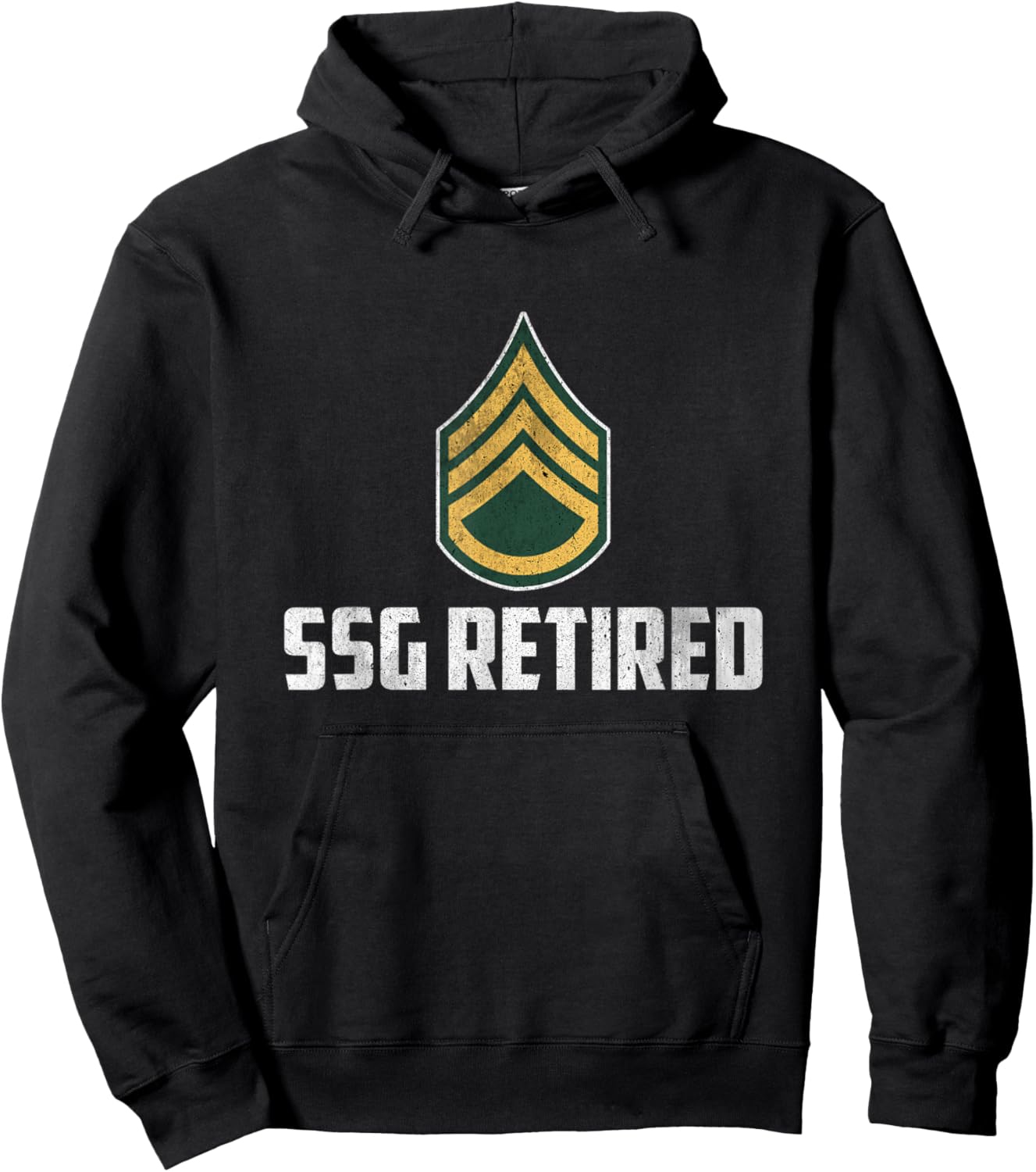 Retired E-6 Staff Sergeant SSG Rank Insignia Veteran Papa Hoodie - Hoodie | Black