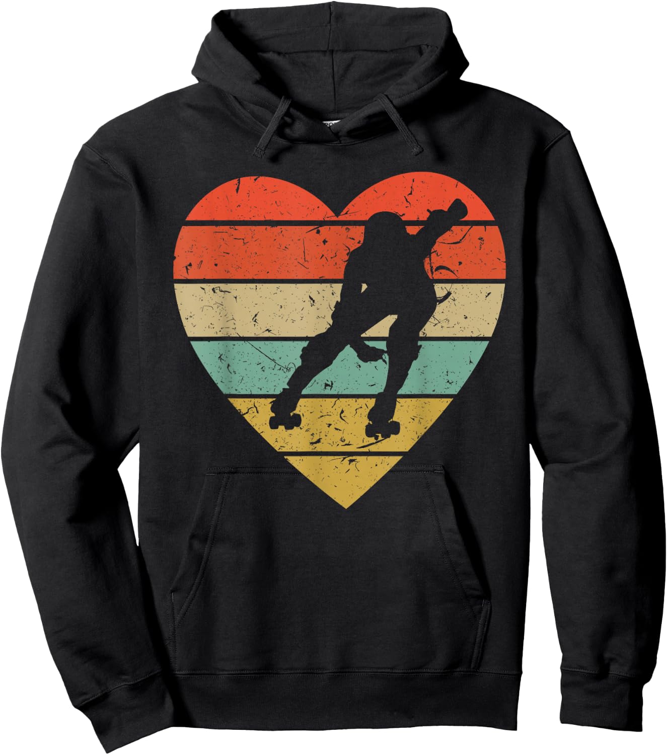Roller Derby Vintage Design Retro Skater Player Heart Sport Hoodie - Hoodie | Black