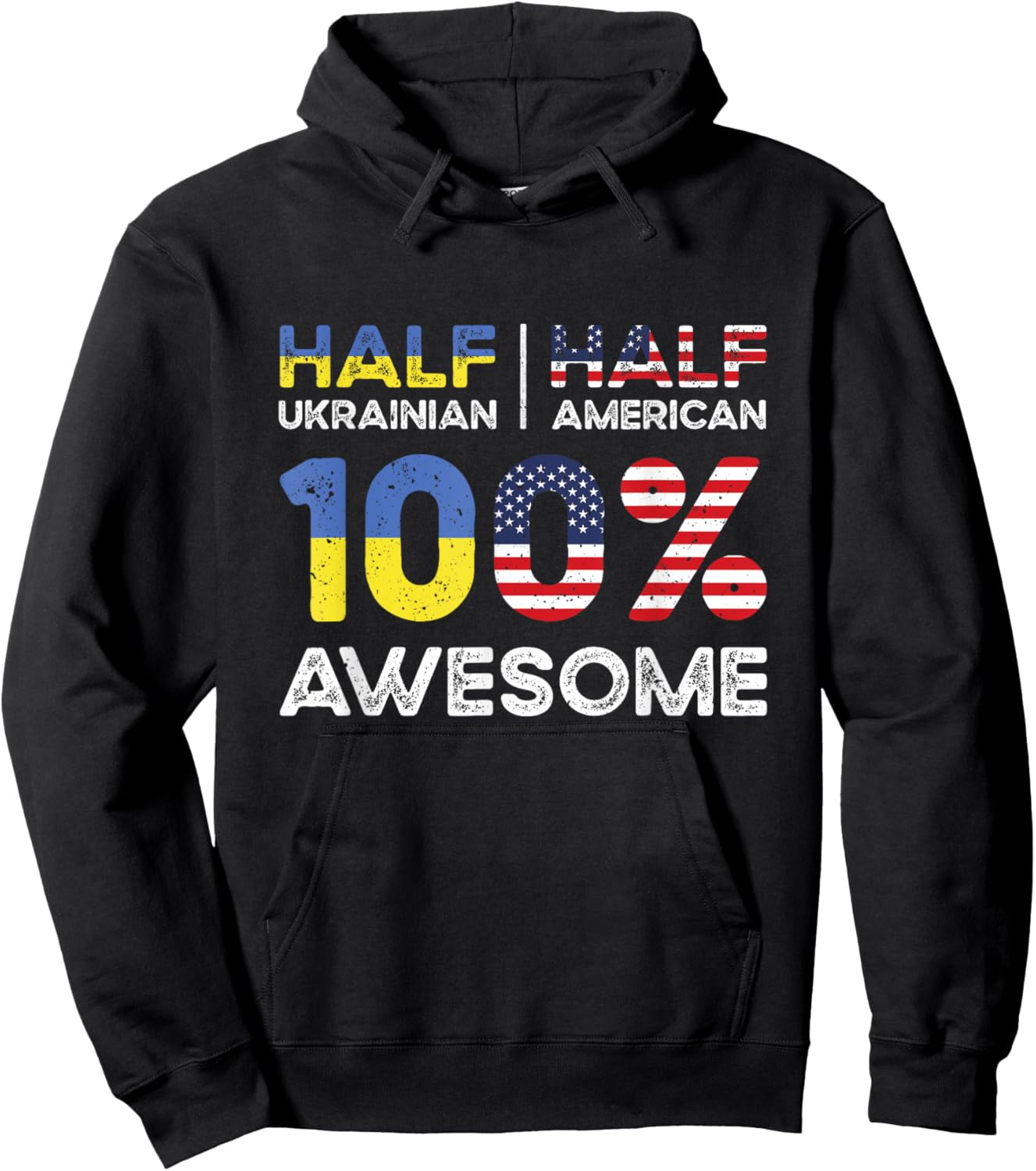 Ukrainian American Patriot USA Grown Ukraine US Flag Hoodie - Hoodie | Black