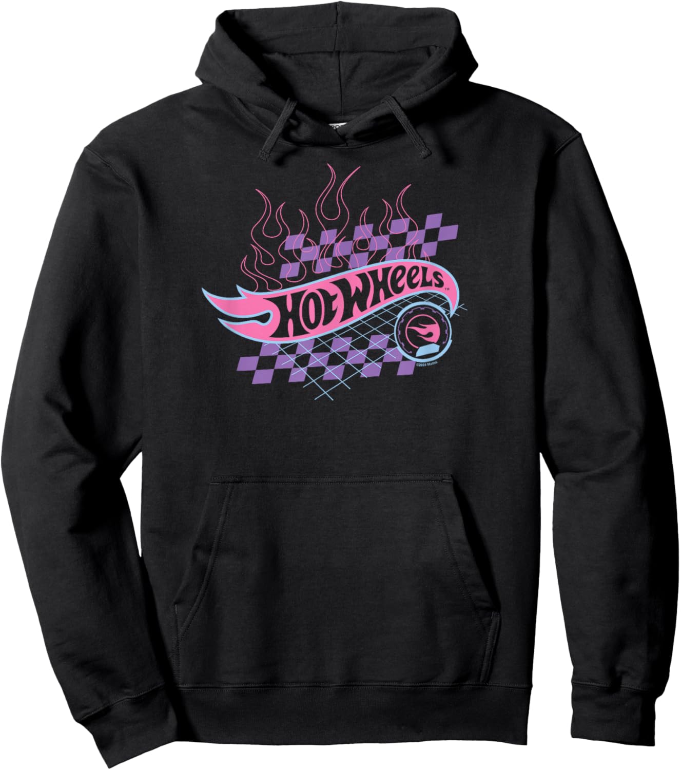 Hot Wheels - Flaming Logo With Checkered Background Hoodie - Hoodie | Black