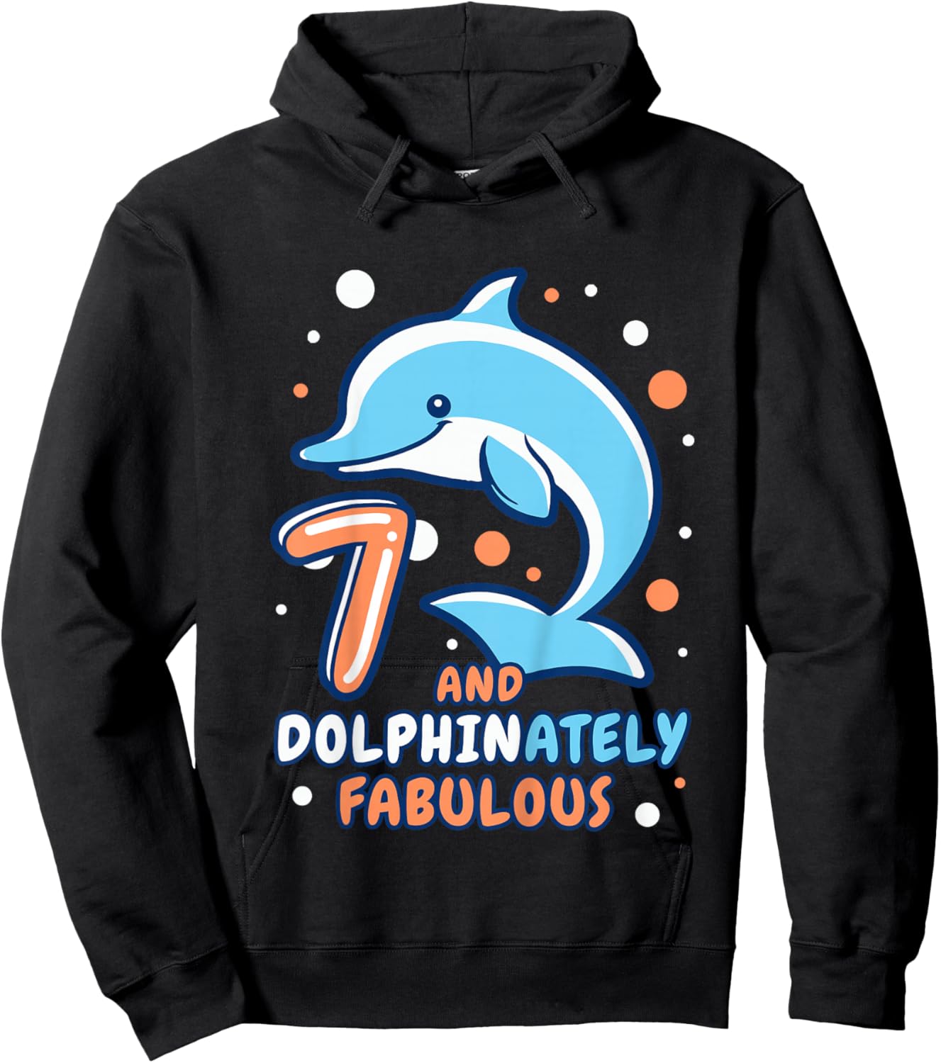 Dolphin 7th Birthday Outfit Dolphin Birthday Party Age 7 Hoodie - Hoodie | Black