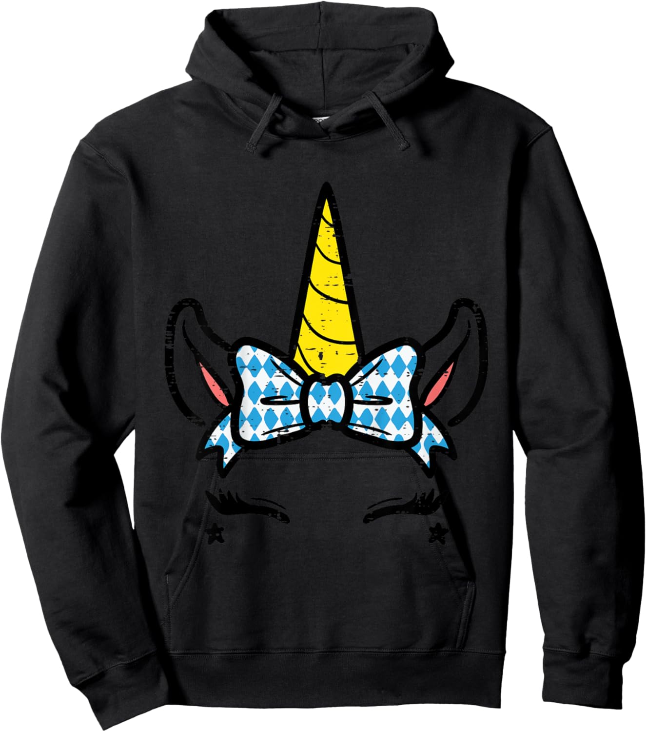 Bavarian Unicorn Face Cute Oktoberfest Toddler Girls Kids Hoodie - Hoodie | Black