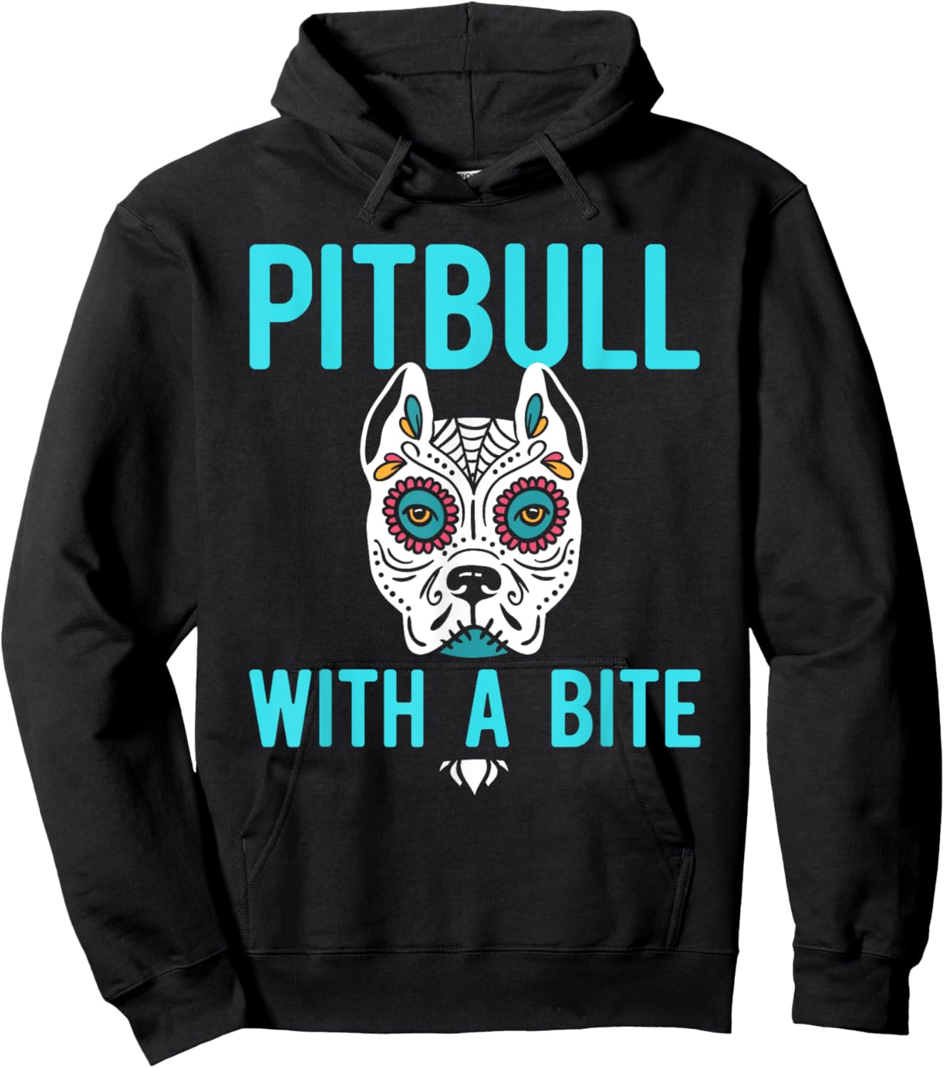 Pitbull Sugar Skull Mexican Dog Dia De Los Muertos Halloween Hoodie - Hoodie | Black