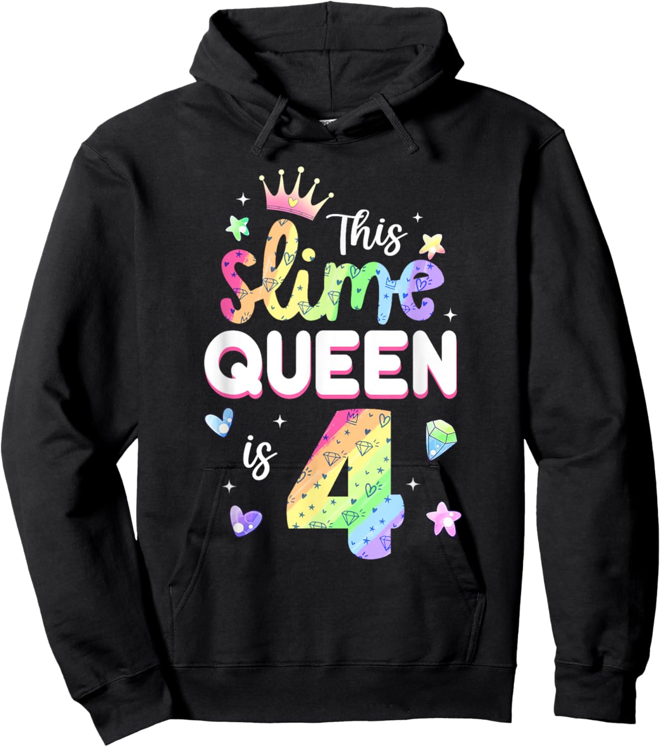 This Slime Queen Is 4 Year Old 4th Birthday Shirt For Girls Hoodie - Hoodie | Black