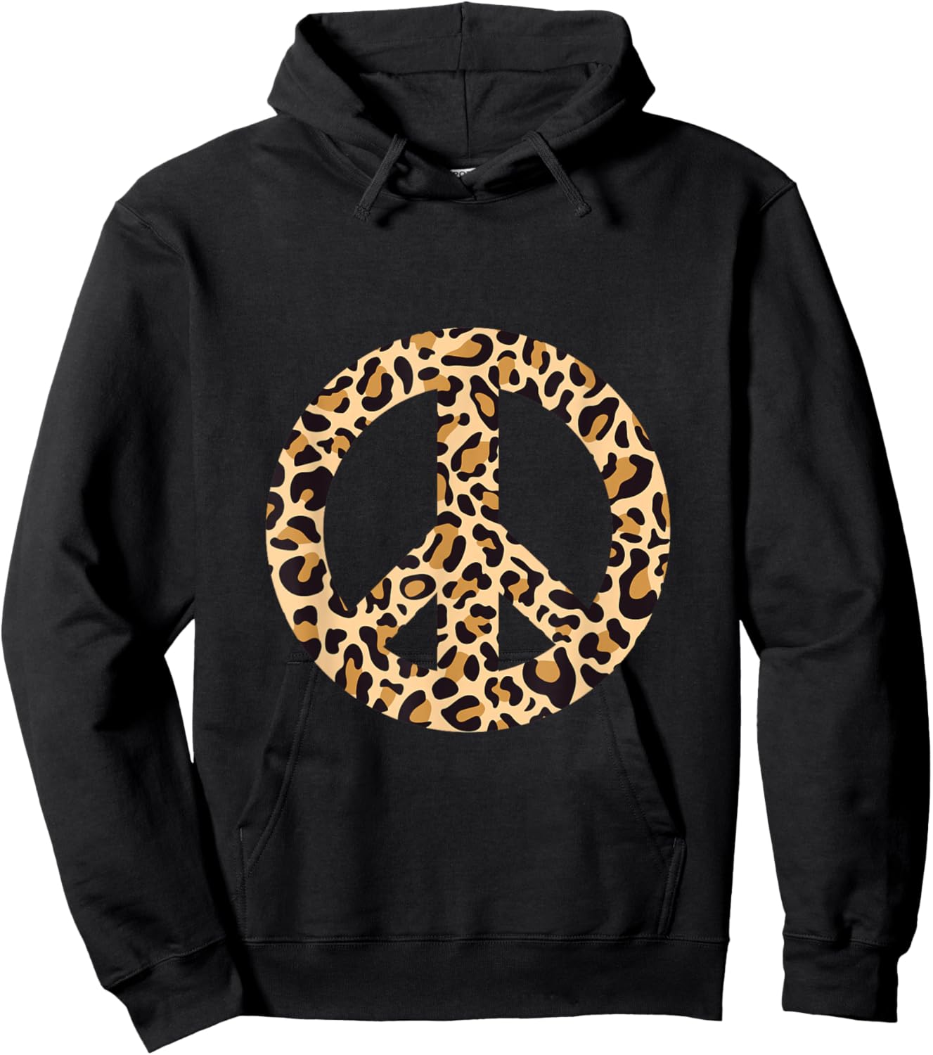 Leopard Pattern PEACE SIGN Hoodie - Hoodie | Black