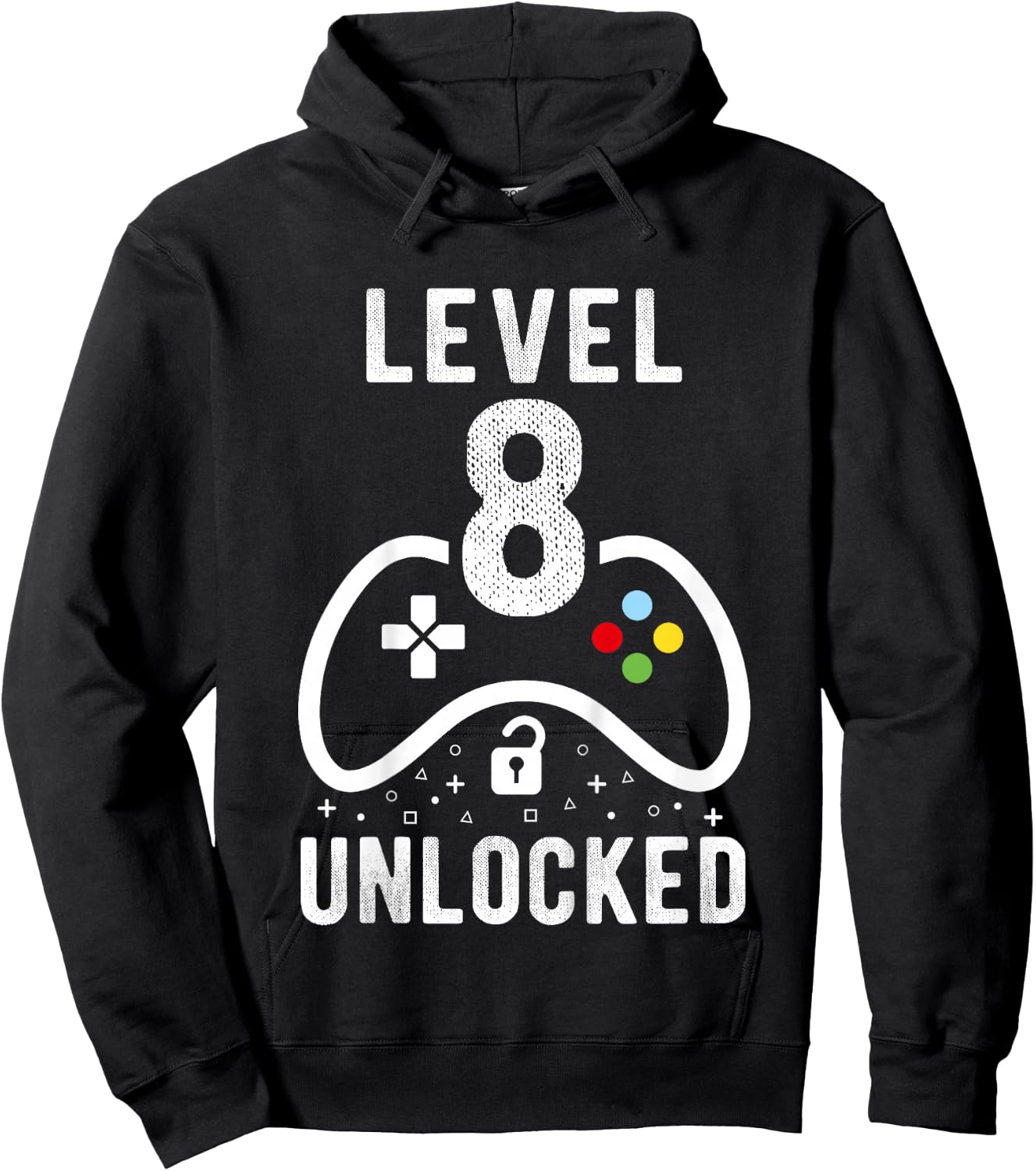 Level 8 Unlocked Video Game 8th Birthday Gift Hoodie - Hoodie | Black