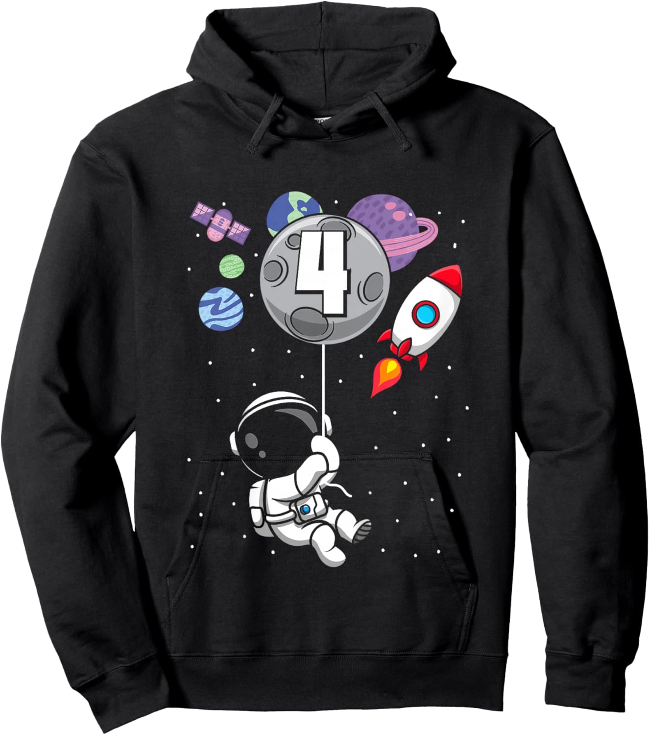 4 Years Old Boy 4th Birthday Gift Bday Astronaut Hoodie - Hoodie | Black