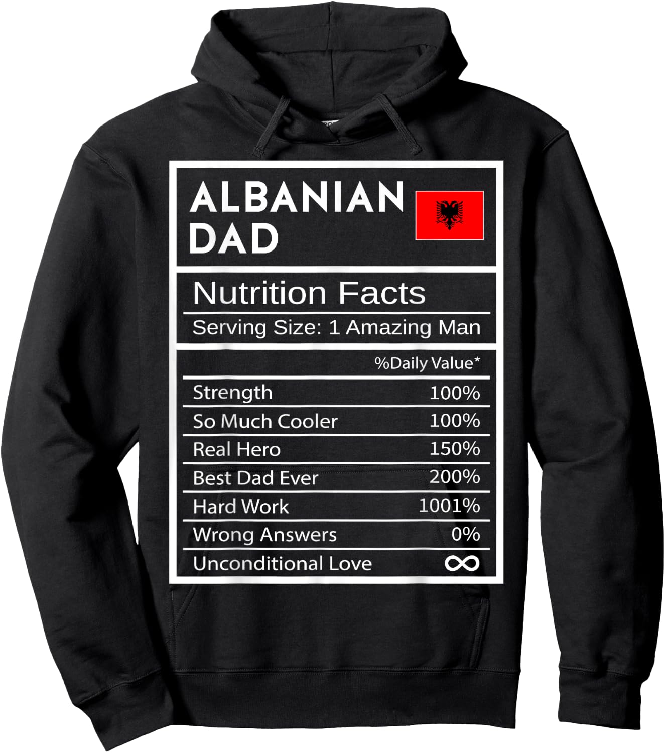 Albanian Dad Nutrition Facts National Pride Gift Dad Hoodie - Hoodie | Black