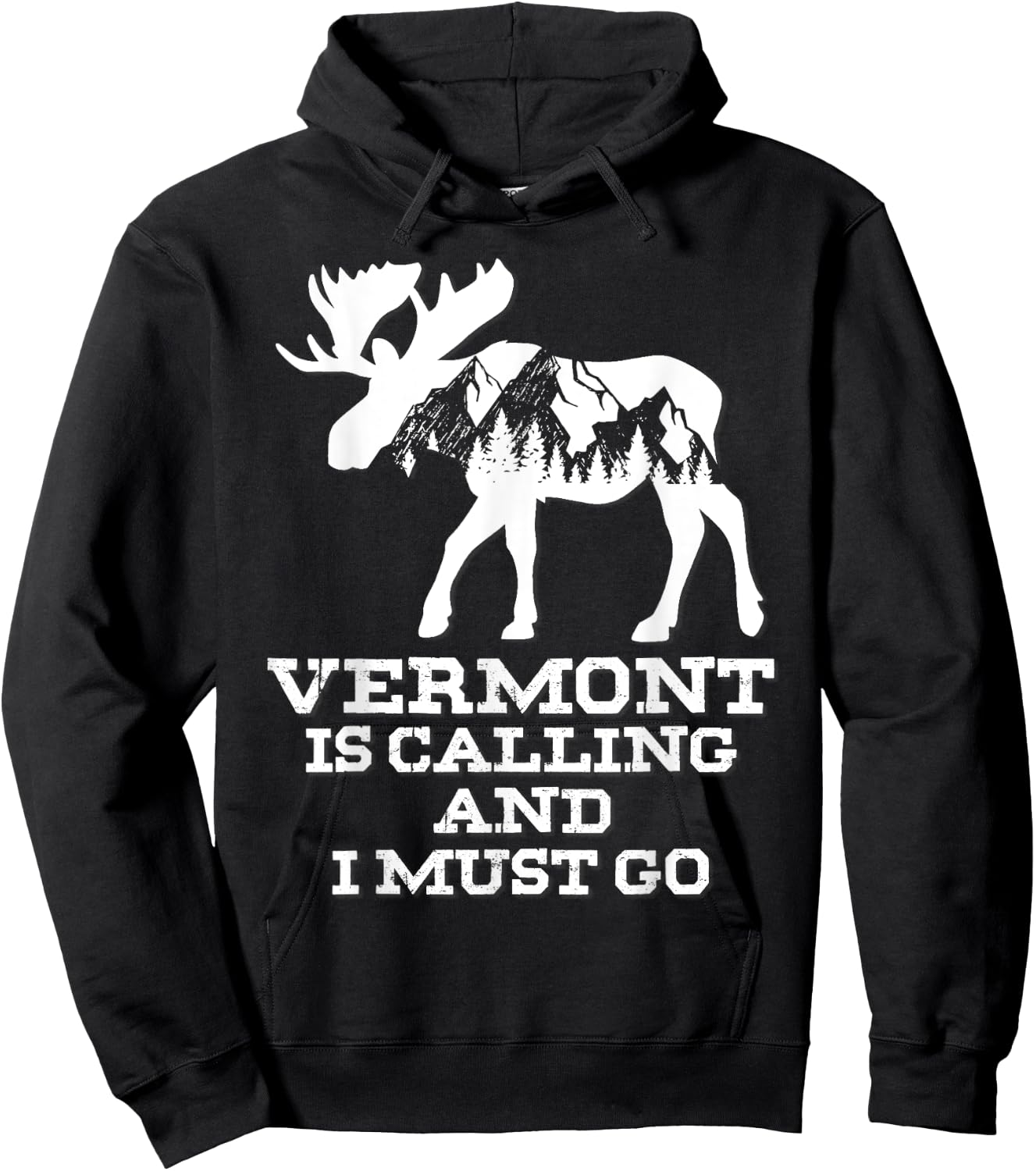Vermont Is Calling And I Must Go Moose And Mountains Hoodie - Hoodie | Black